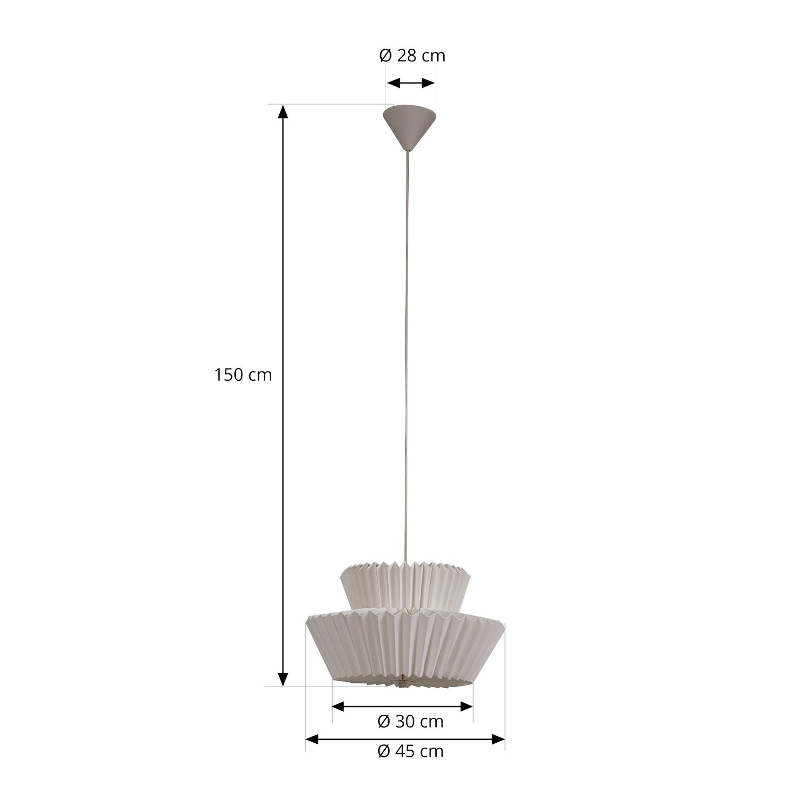 Lindby hanglamp Magali, wit, papier, Ø 45 cm, E27