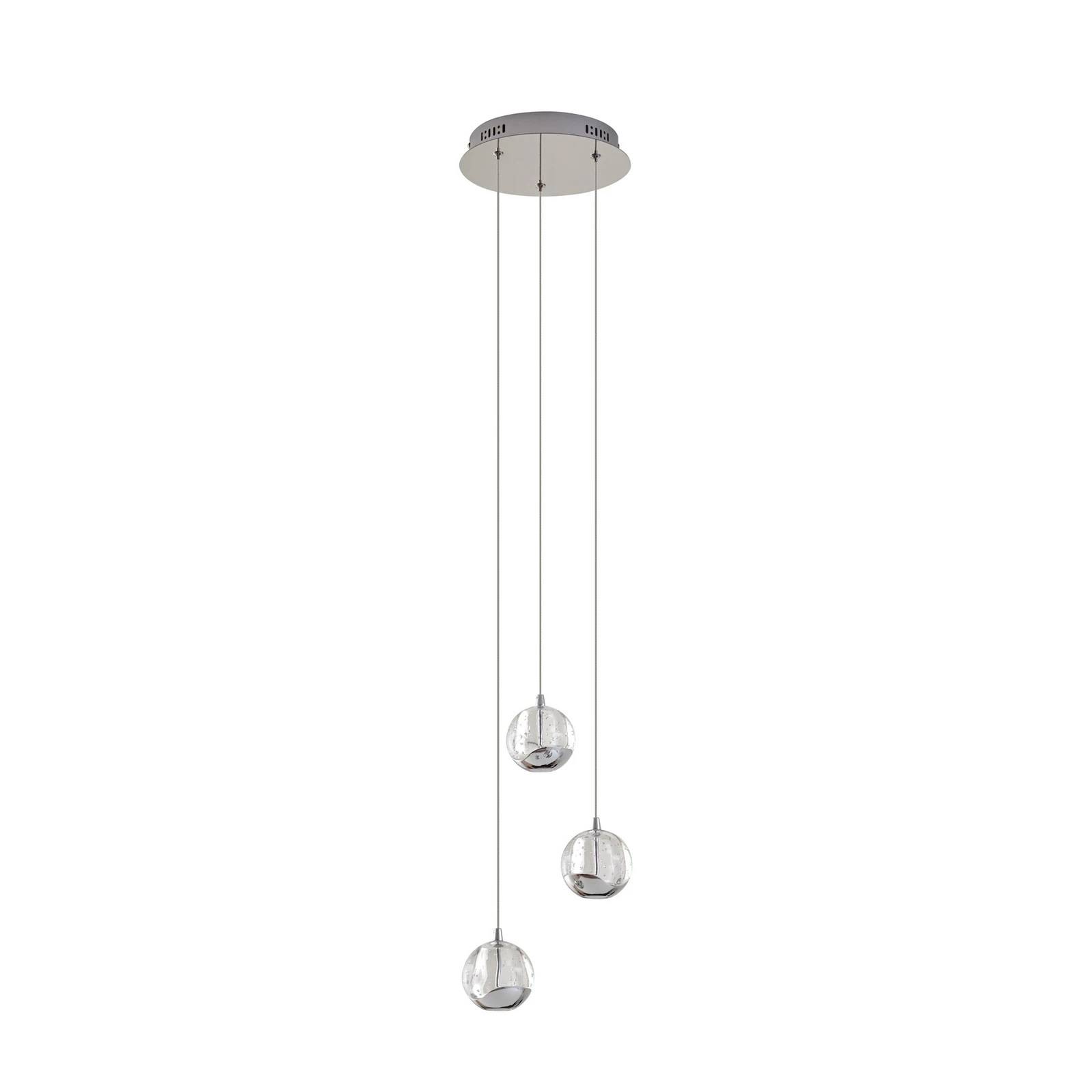 Lucande LED κρεμαστό φωτιστικό Hayley, Ø 25 cm, 3-φωτο, χρώμιο, γυαλί