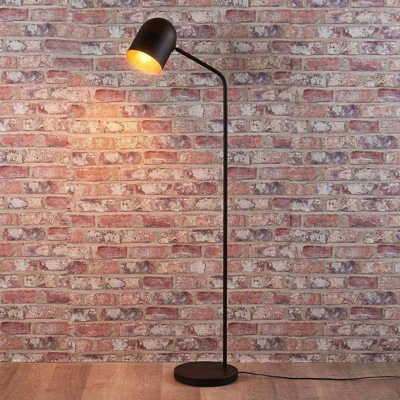 Morik Floor Lamp Black/Gold - Lindby