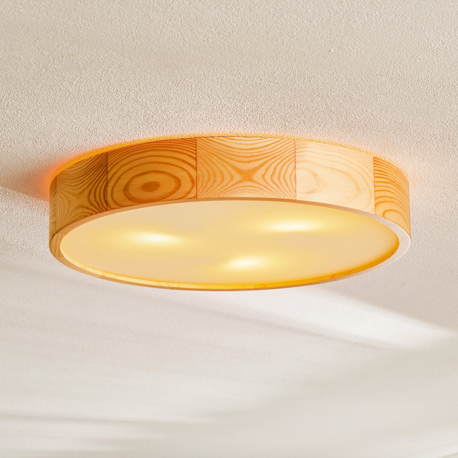 TEMAR LIGHTING Plafonieră Cleo Ø 475 cm 4 becuri lemn de pin E27 - Camera de zi / sufragerie - modern - Sticlă