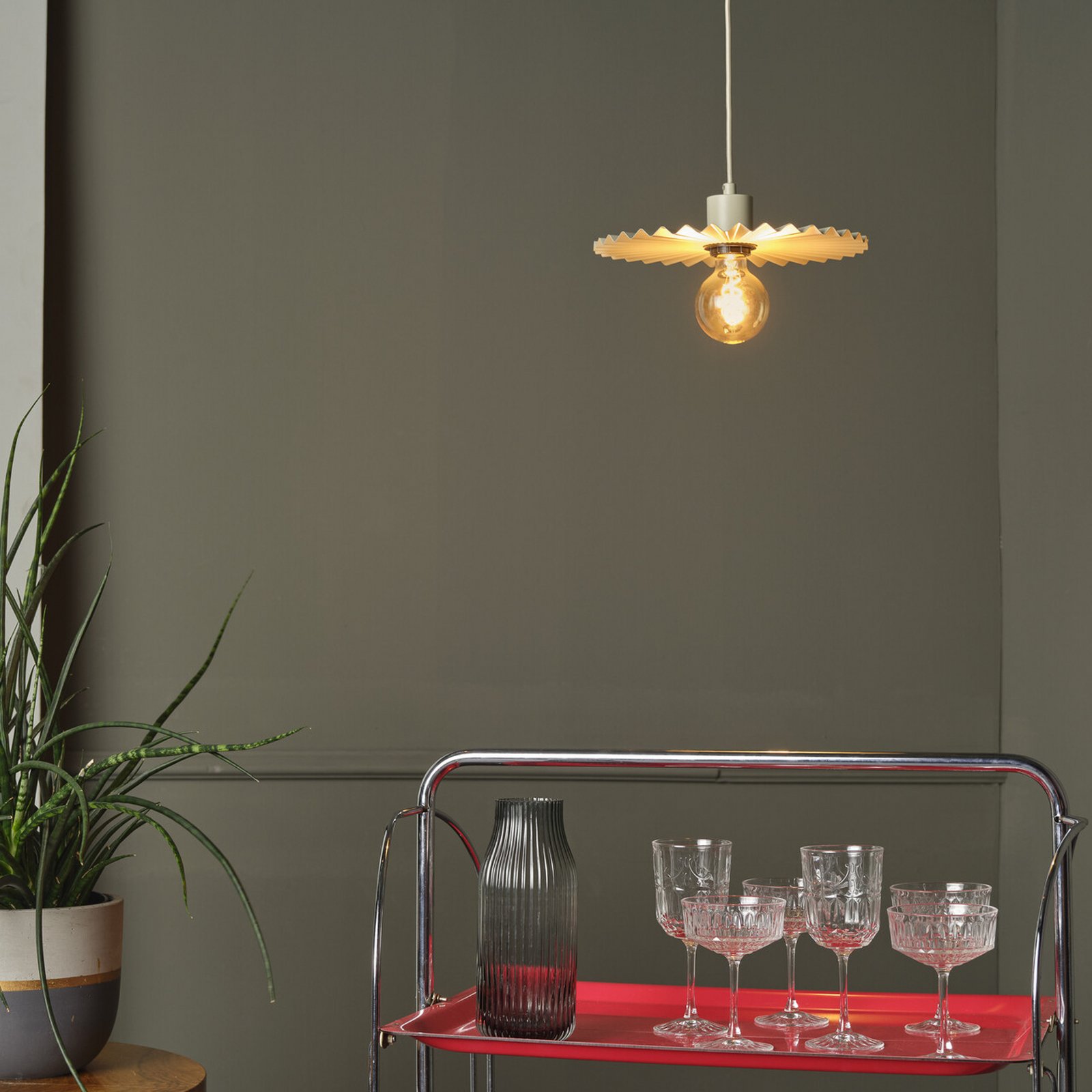 Suspension OSRAM Decor Plissee, beige, acier, E27