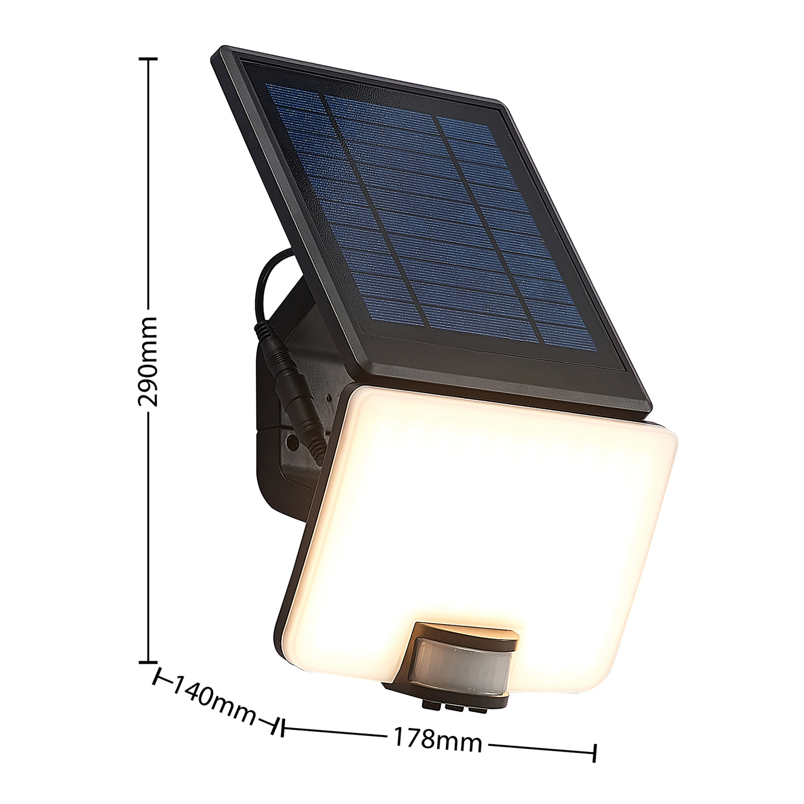 Prios Yahir LED solární svítidlo senzor černá