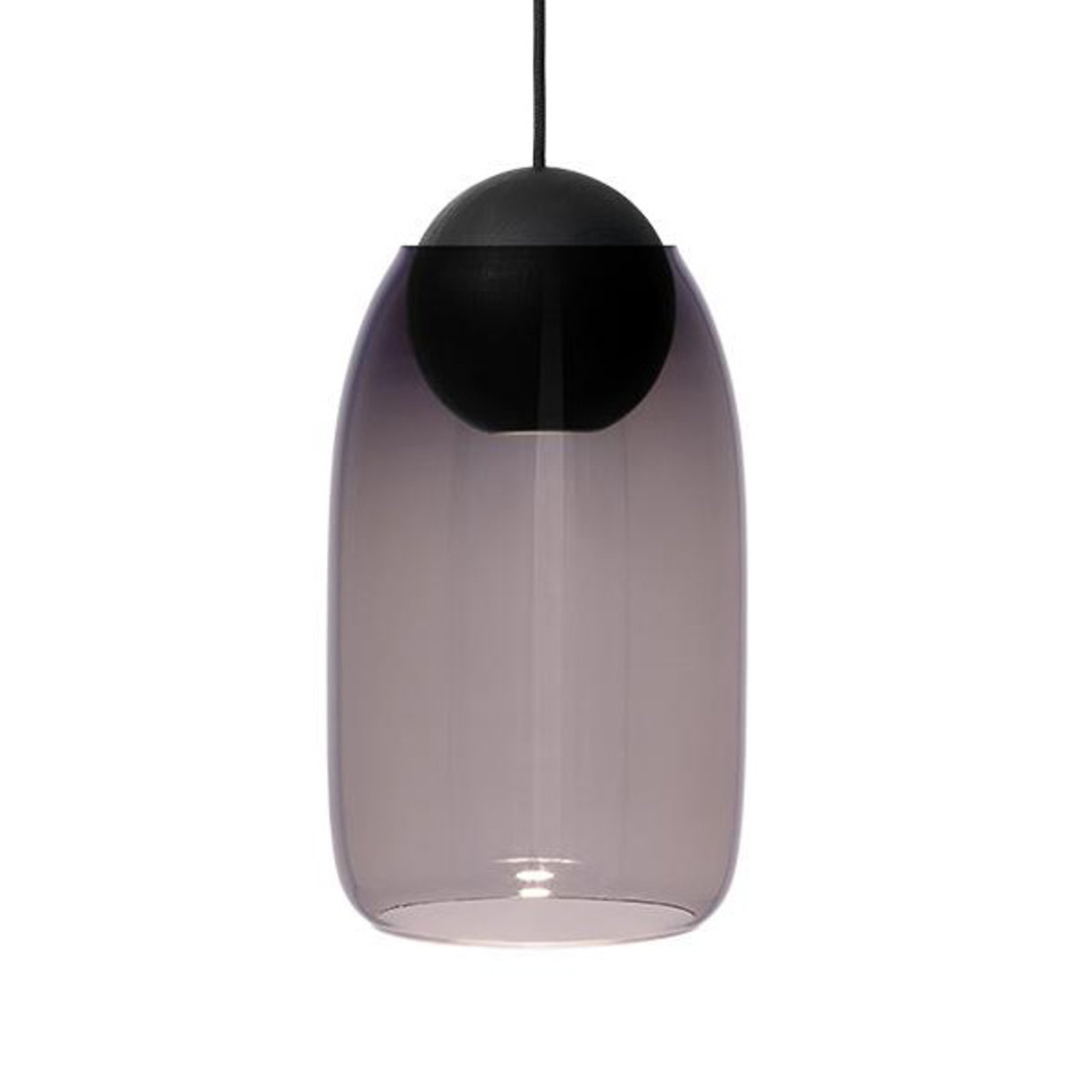 Mater Liuku Ball hængelampe, sort træ, violet glas