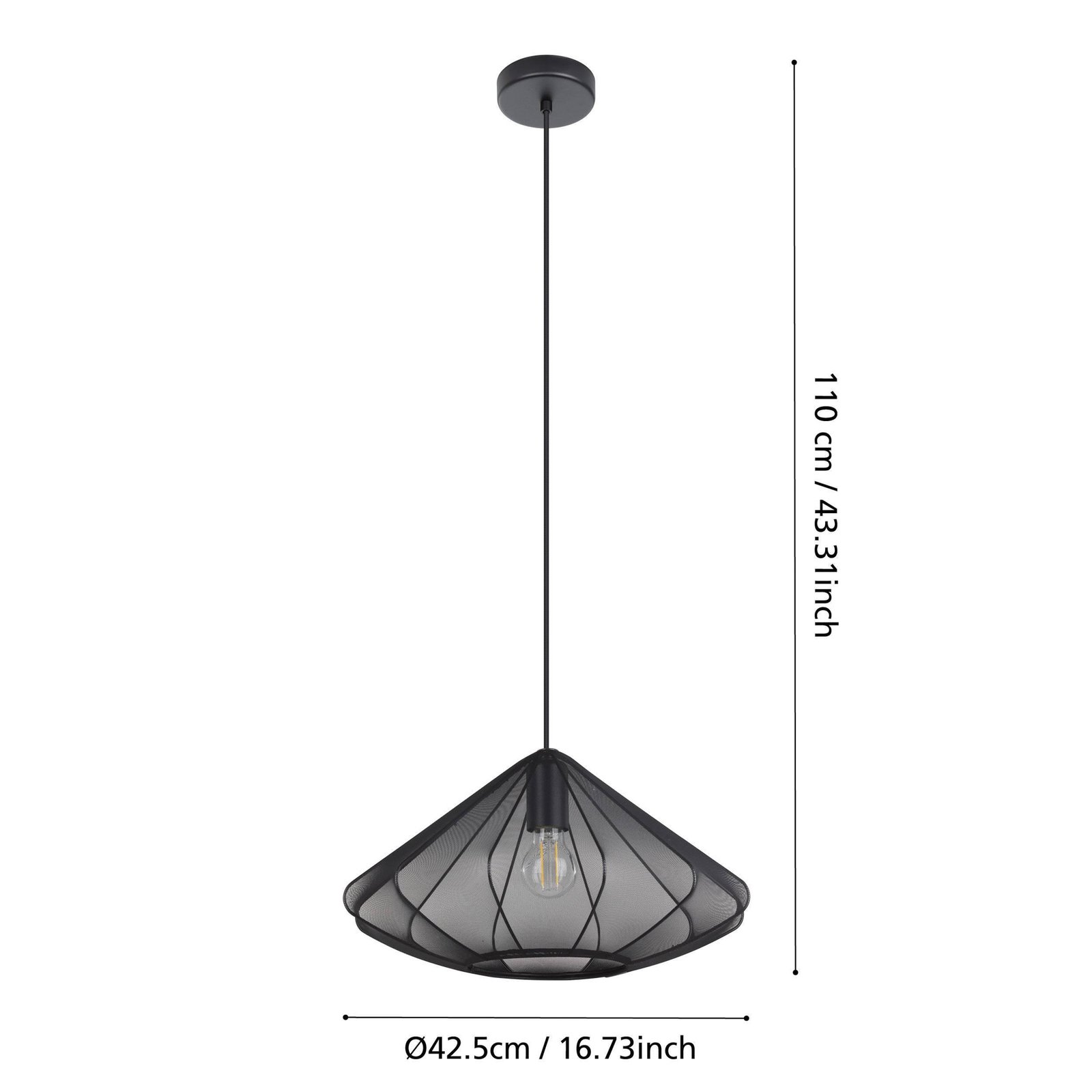 Suspension Dolwen, noir, Ø 42,5 cm