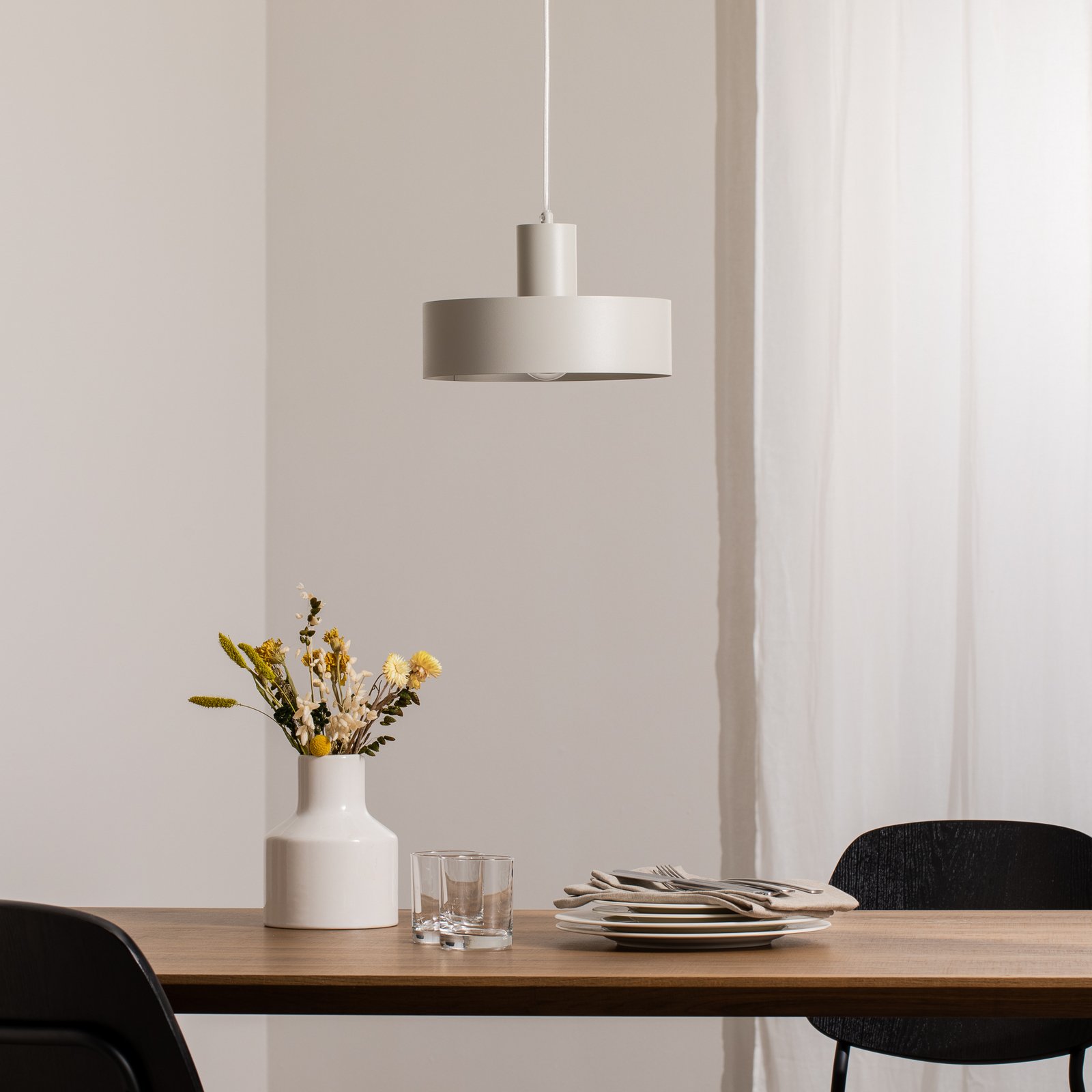 Rif M pendant light, taupe, 1-bulb, Ø 25 cm, steel 
