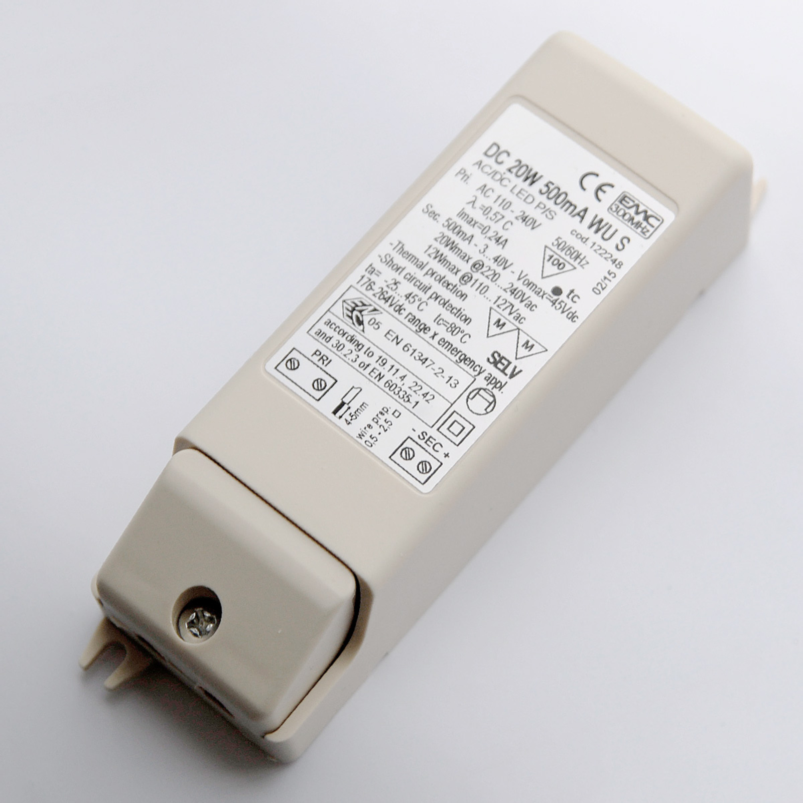 Egger Licht Driver for LED recessed light 2-20 W, L: 12.2 cm, W: 3.8 cm, H: 2.8 cm