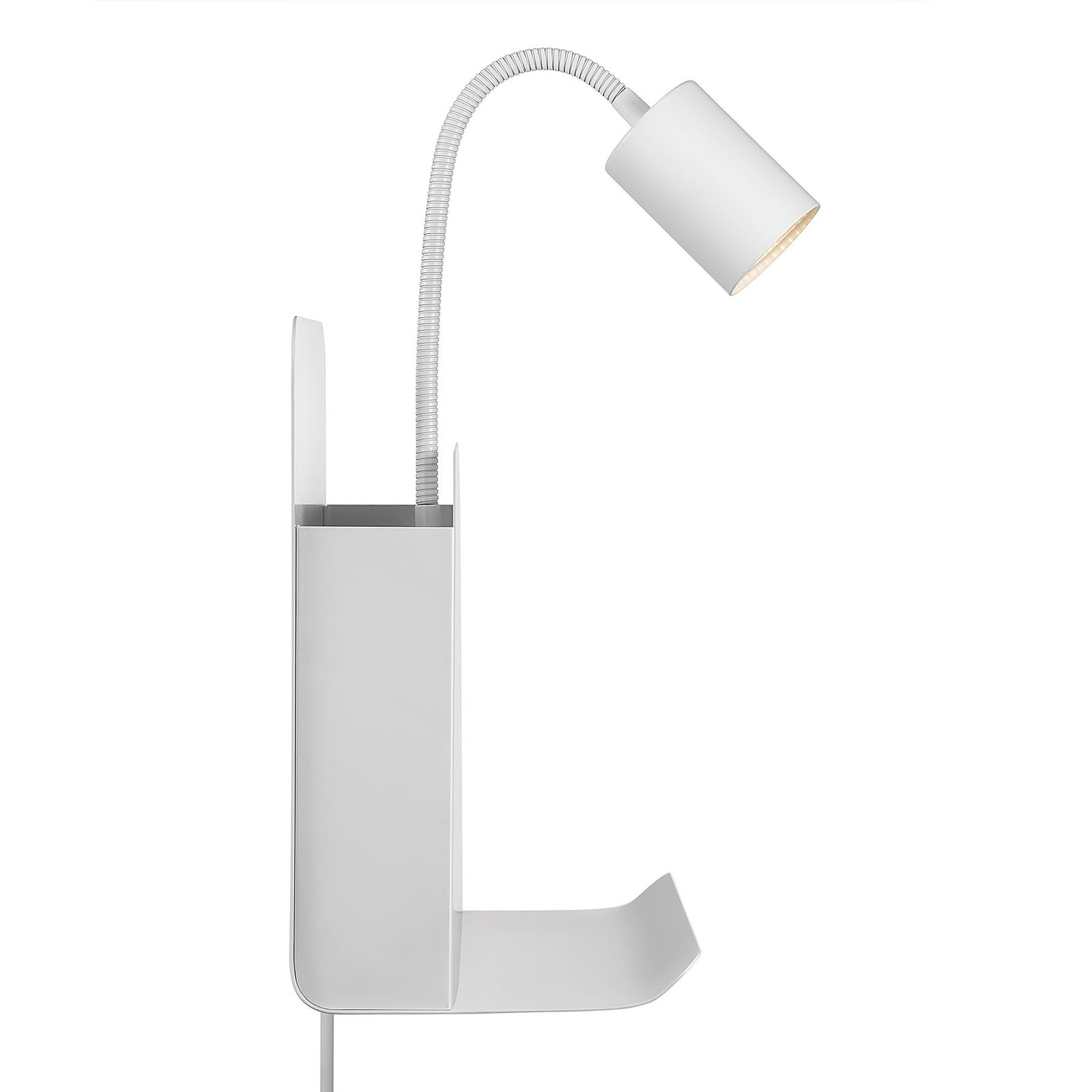 Roomi wall light with shelf and USB, white