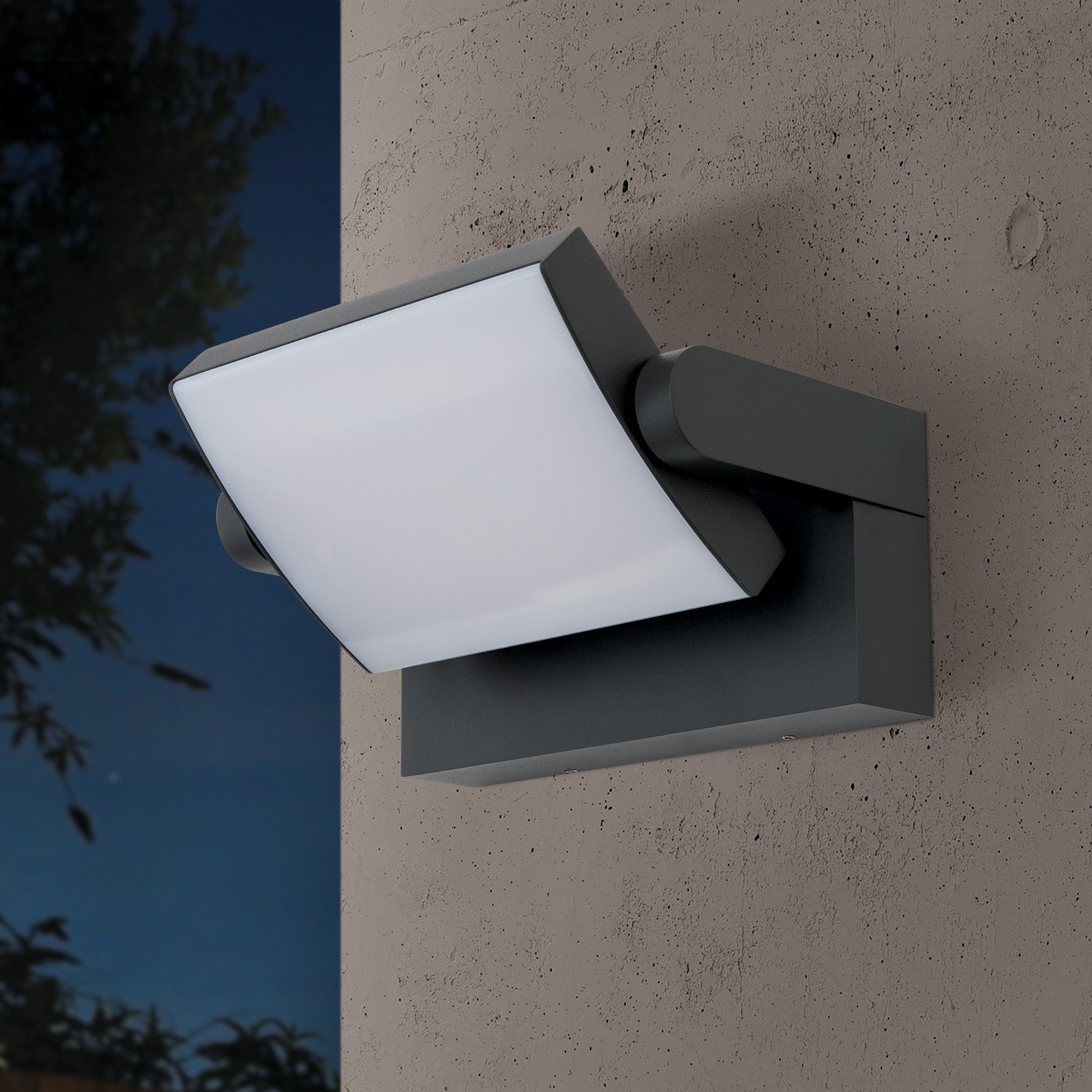 Ginger LED outdoor wall light, IP54 CCT anthracite