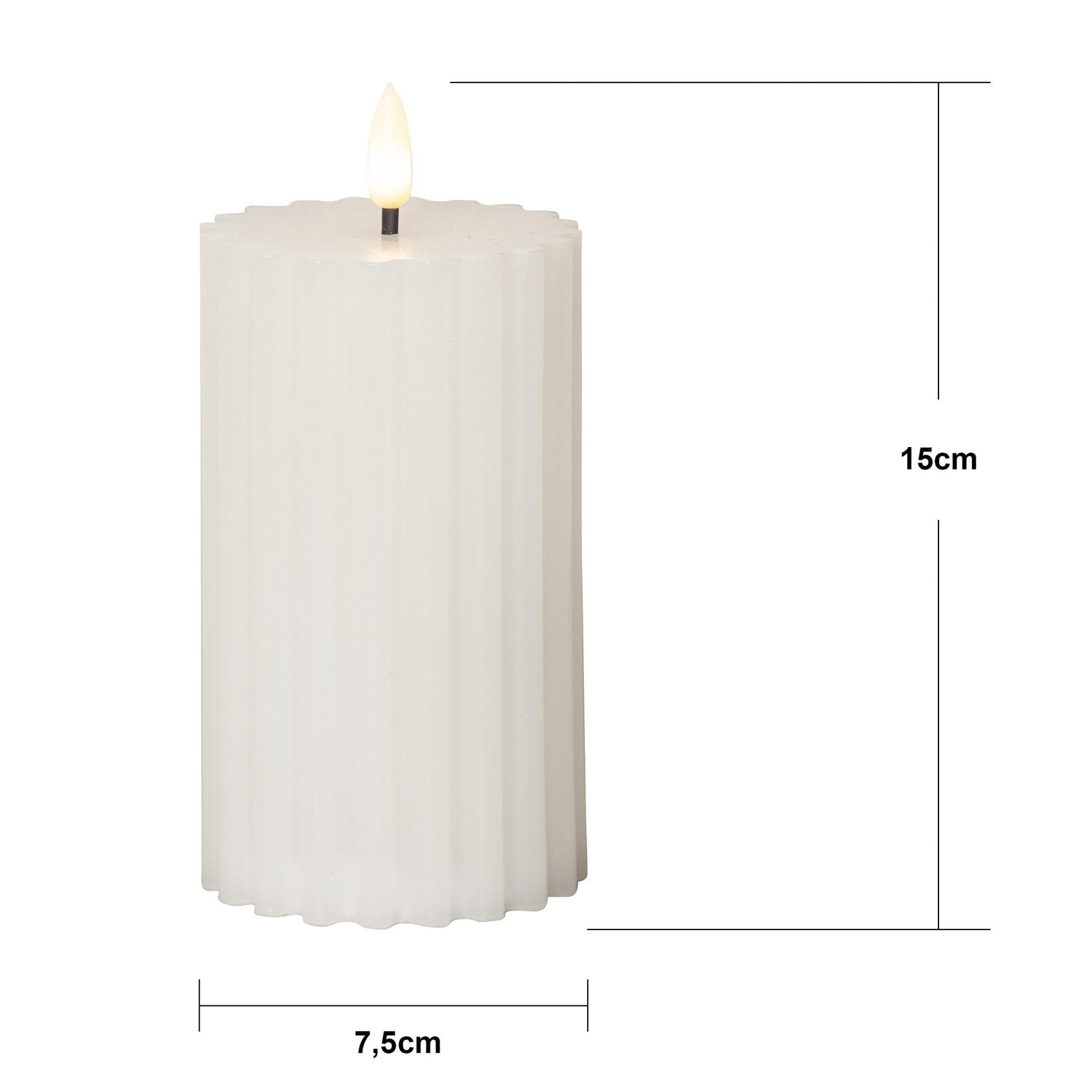 LED candle Flame strip white 15 cm real wax battery operated