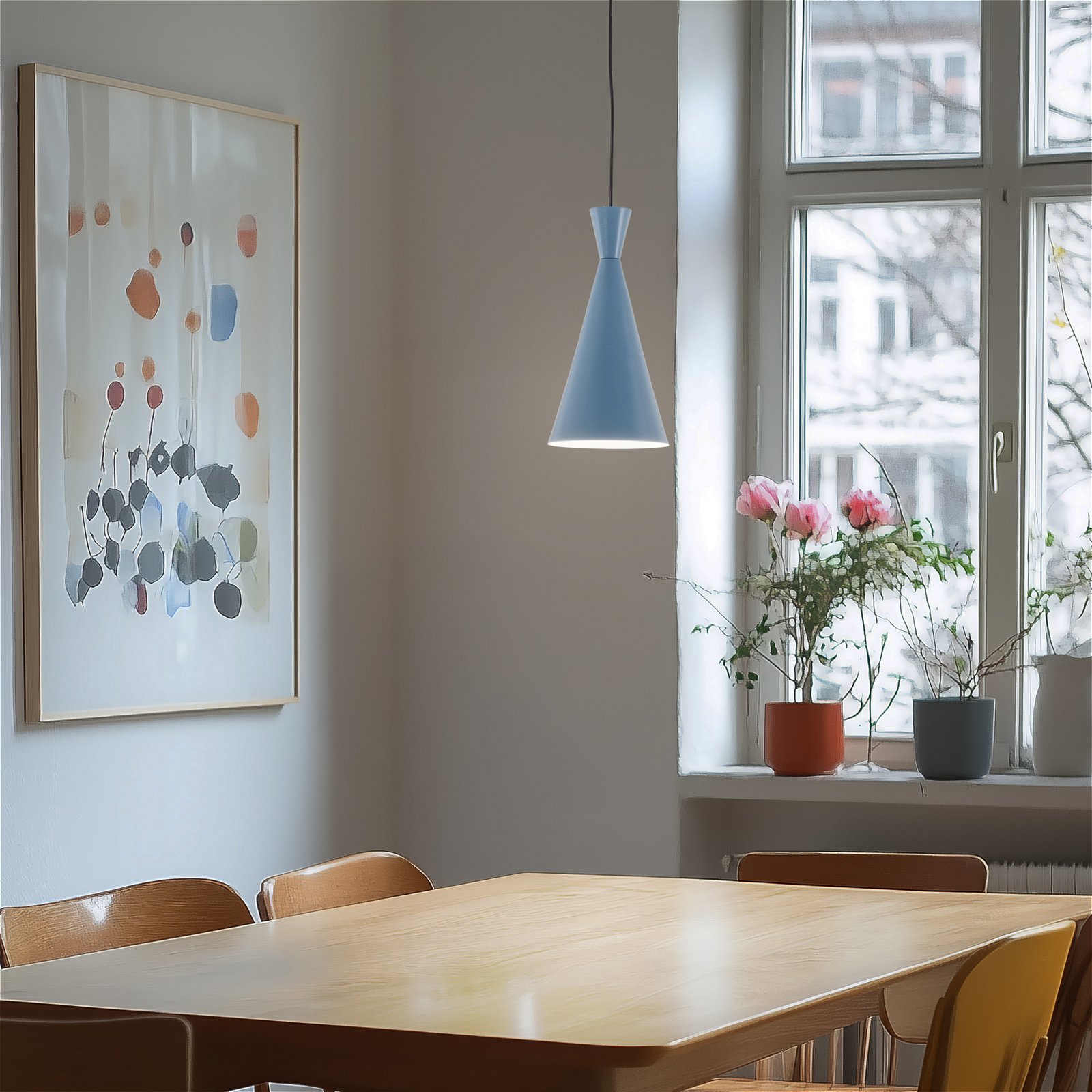 Závěsné světlo Tom, světle modré, kov, Ø 19 cm, E27