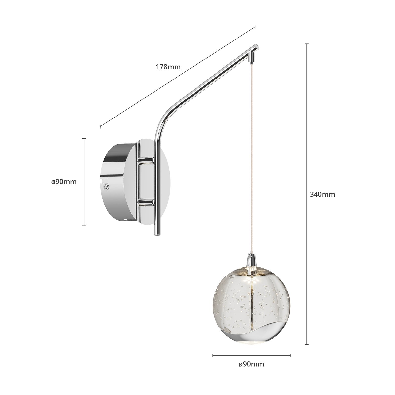 Hayley LEDWall Lamp Chrome - Lucande