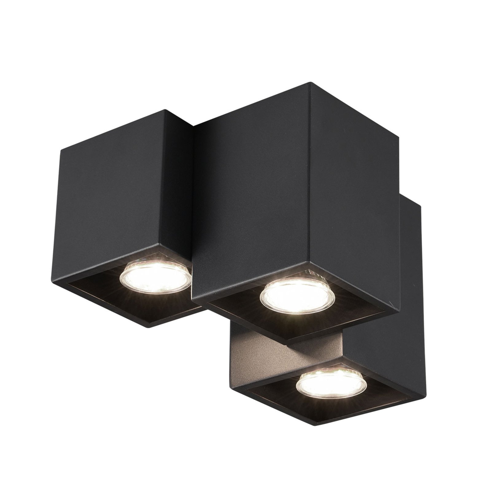 Plafondlamp Fernando, 3-lamps, mat zwart