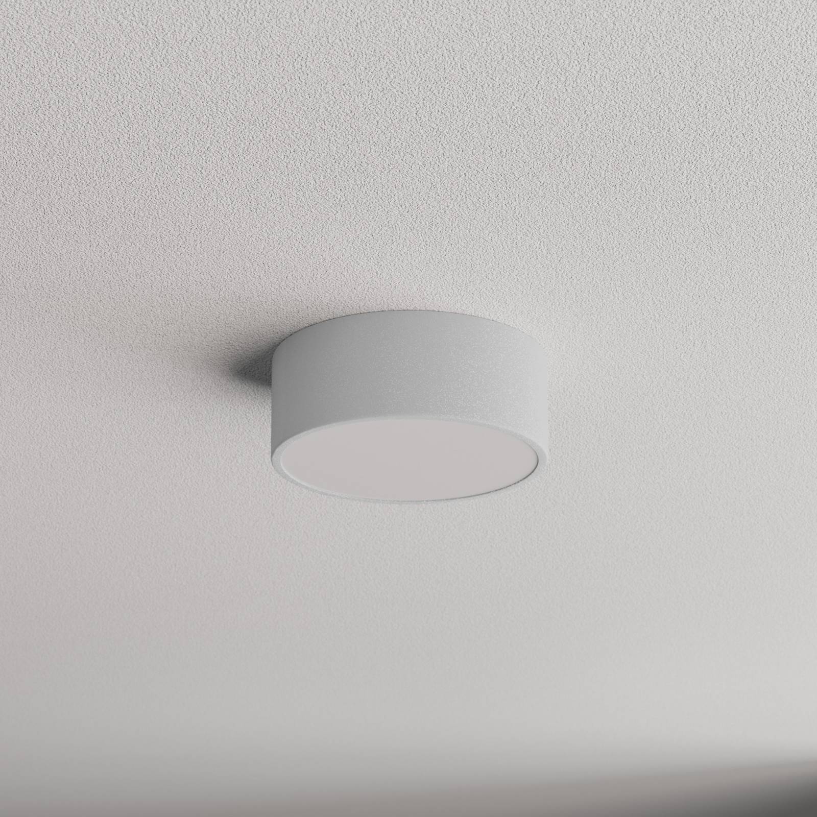 Lampa sufitowa Cleo 200, szara, czujnik, IP54, Ø 20 cm, metal