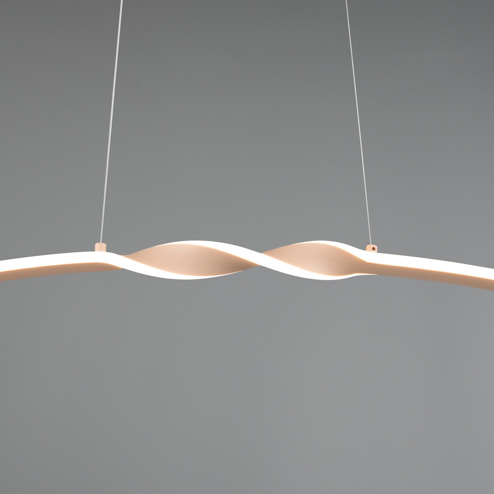 LED pendant light Ginko, sand, metal, length 79 cm