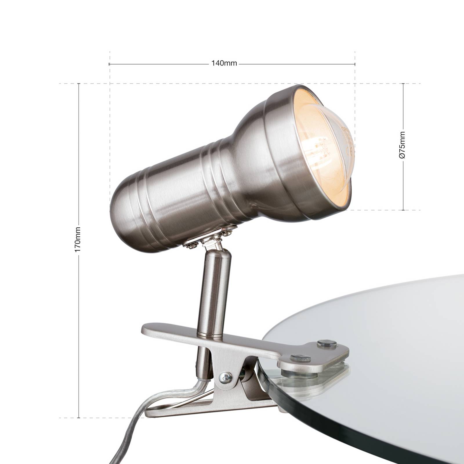 Lampa z klamrą zaciskową Samal, satyna