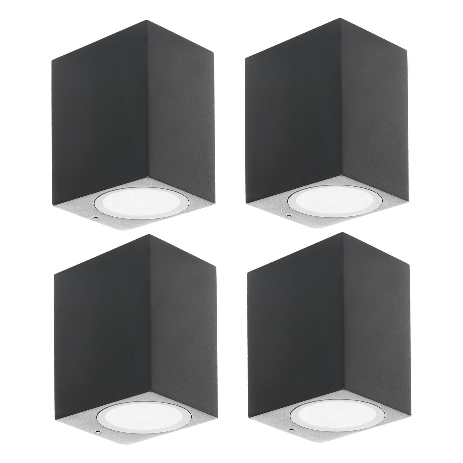 Prios applique d’extérieur Tetje noir angulaire 10 cm set de 4 pièces