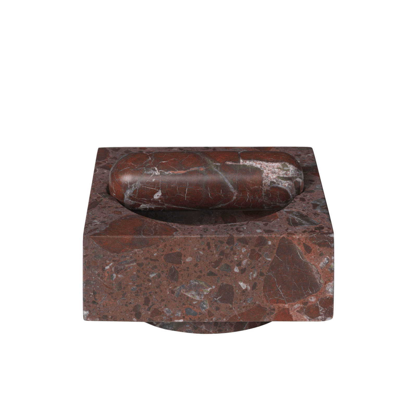 Sada hmoždířů Tvara, mramor červený, 13 x 13 cm – ferm LIVING