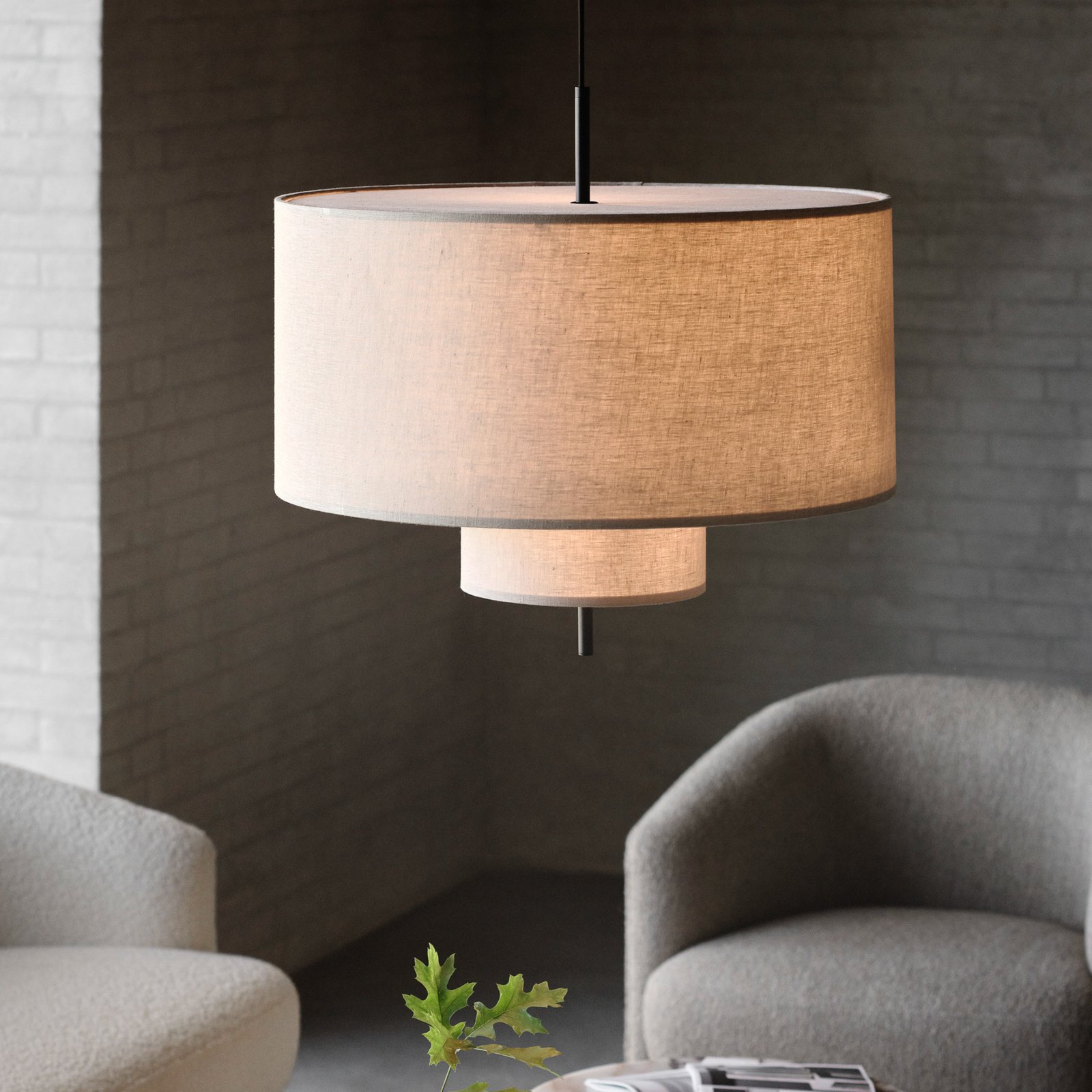 Margin Taklampa Beige Canvas Ø50 - New Works