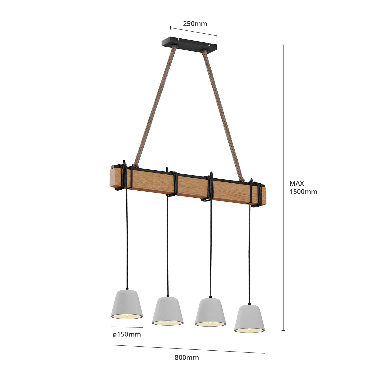 Lucande Hakona wooden hanging light