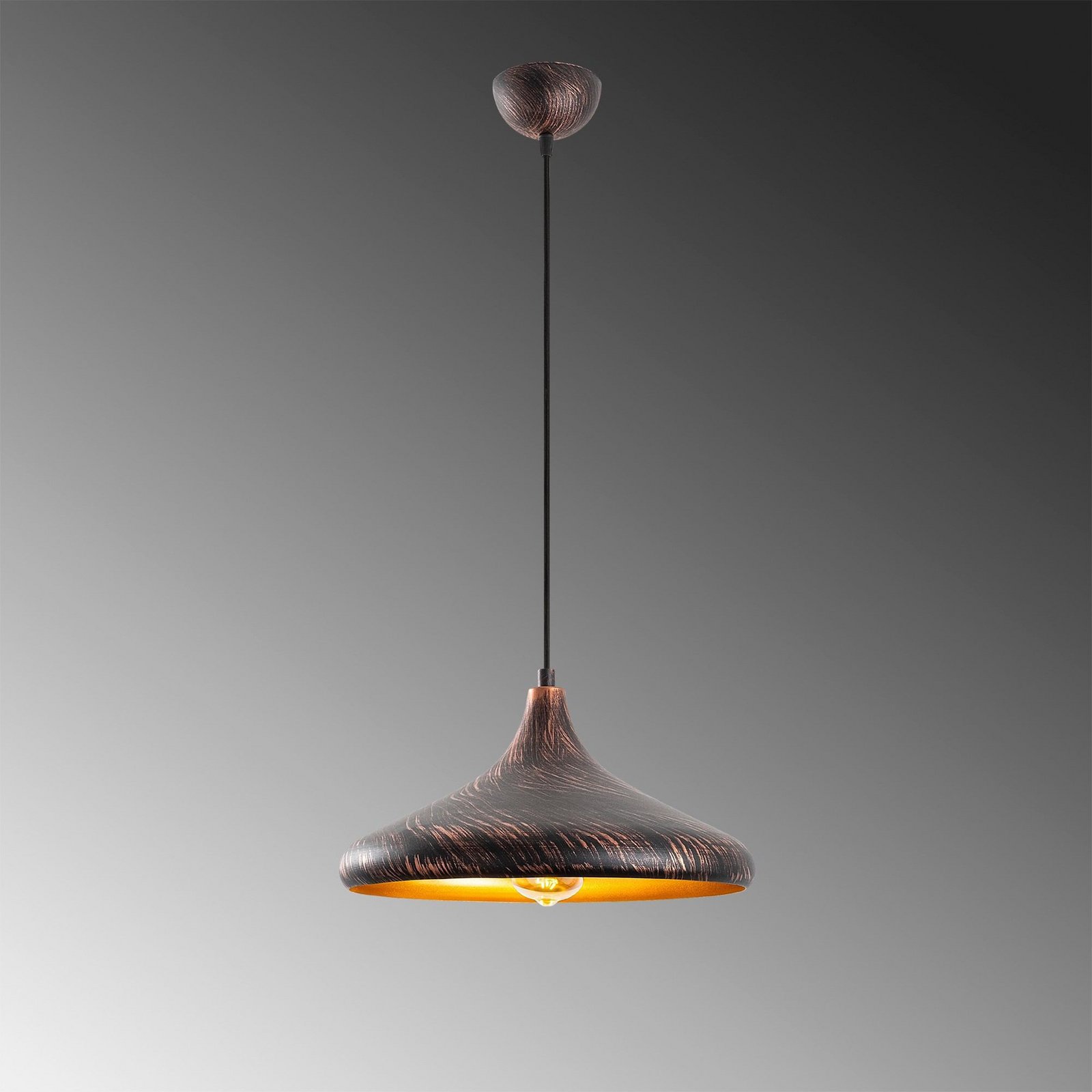 Hängeleuchte Barek, schwarz/gold, Ø 34 cm, Metall, E27