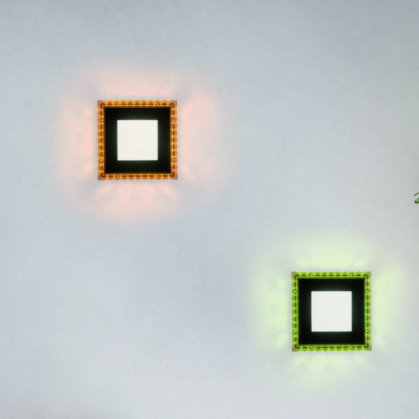 JUST LIGHT. Acri plafonieră LED CCT RGB telecomandă 20x20cm - Camera de zi / sufragerie - modern - negru alb - Metal