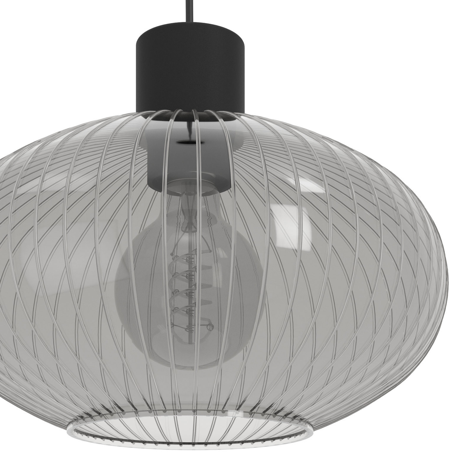 Suspension Dasmina, Ø 25 cm, gris fumé/noir, verre, E27 Suspension Dasmina, Ø 25 cm, gris fumé/noir, verre, E27
