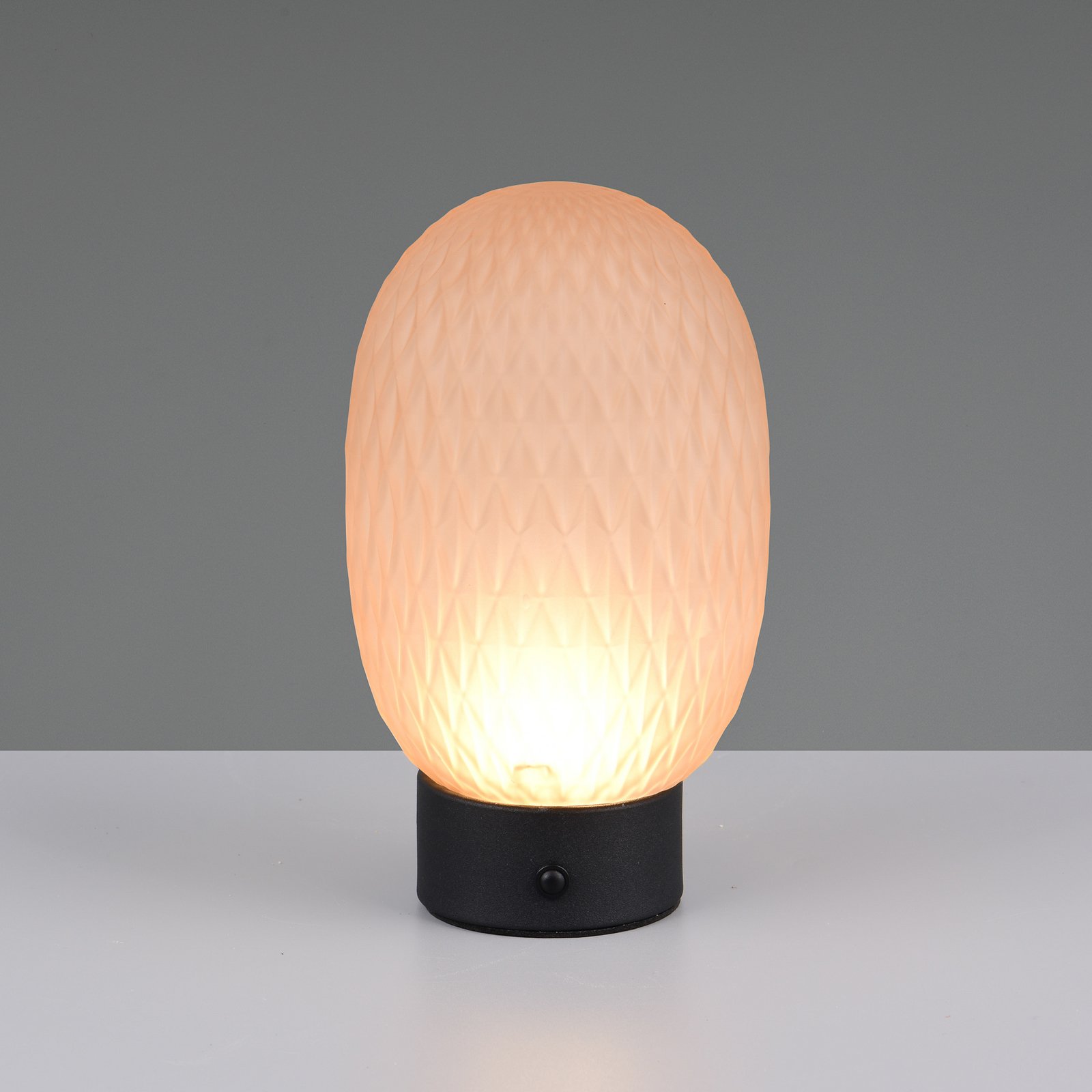 LED rechargeable table lamp Facette, amber, USB, glass