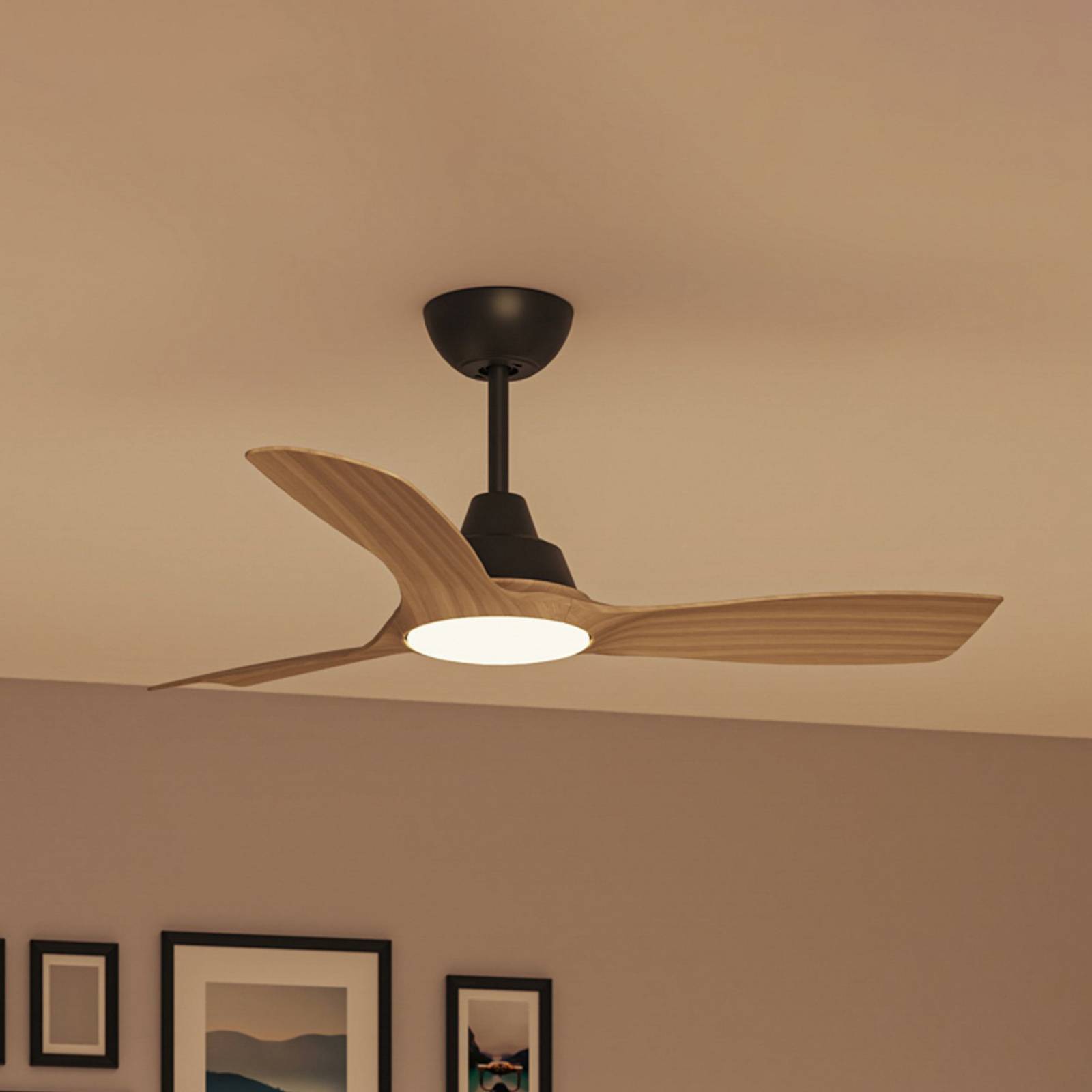 Philips LED-vifte Olas Ø106 cm brun/svart, CCT