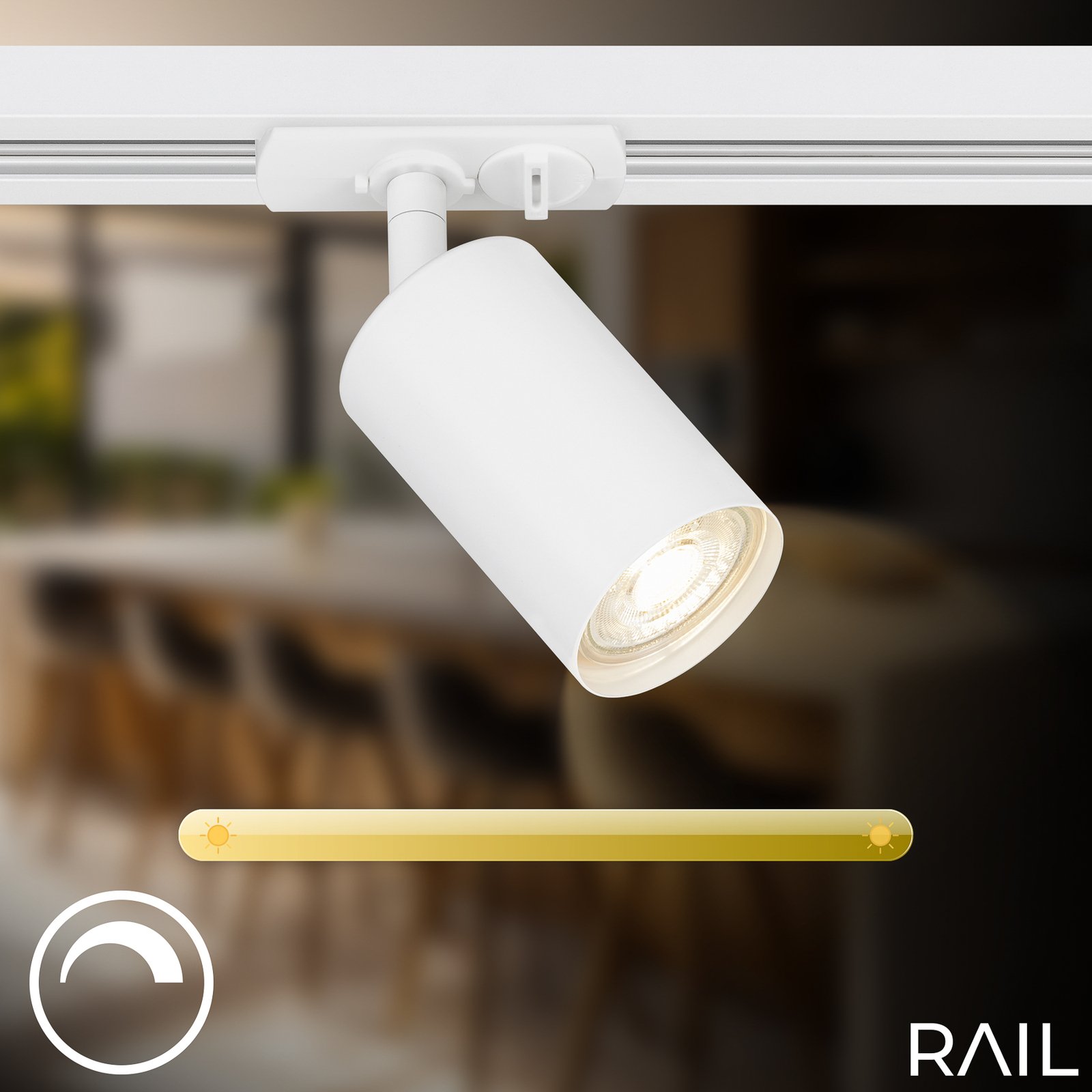 Hoogspanningsrailsysteemset Rail, wit, 6-lamps, 2,25 m 