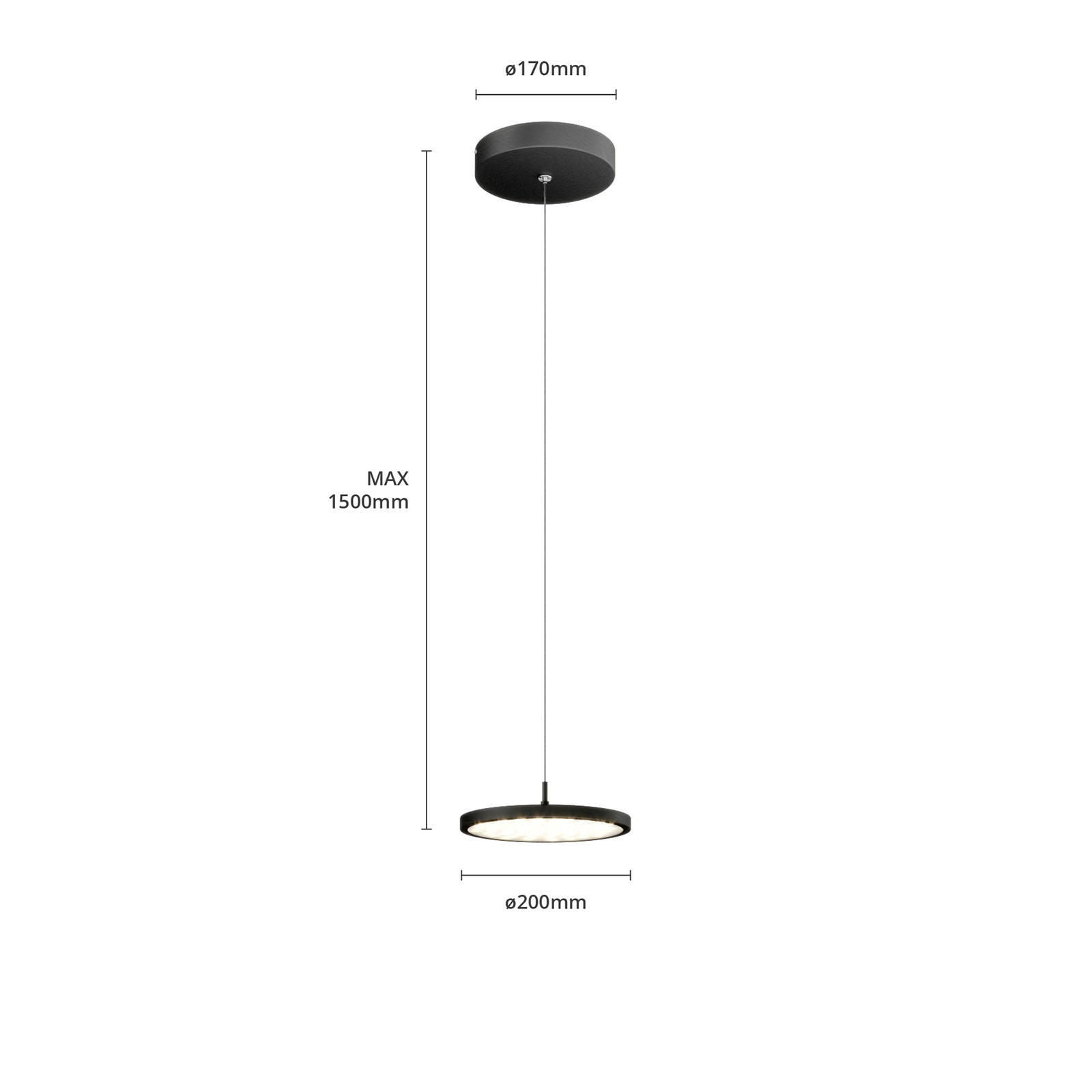 Quitani LED závesné svietidlo Gion, 1 svetlo, hliník/čierna