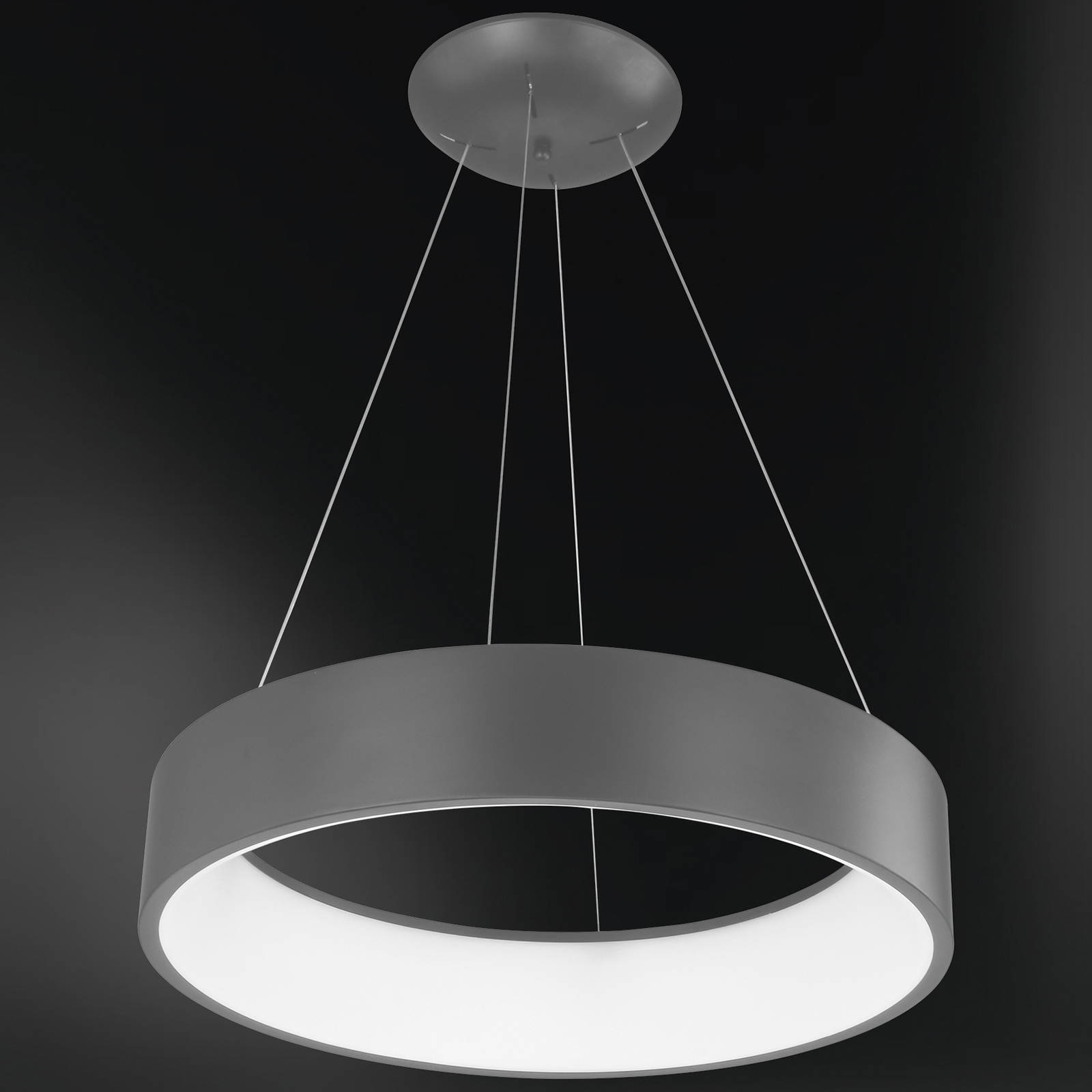 Wofi Pure LED hanging light Ø 45 cm grey, for Living / Dining Room, plastic, metal, 32 W, energy efficiency: A