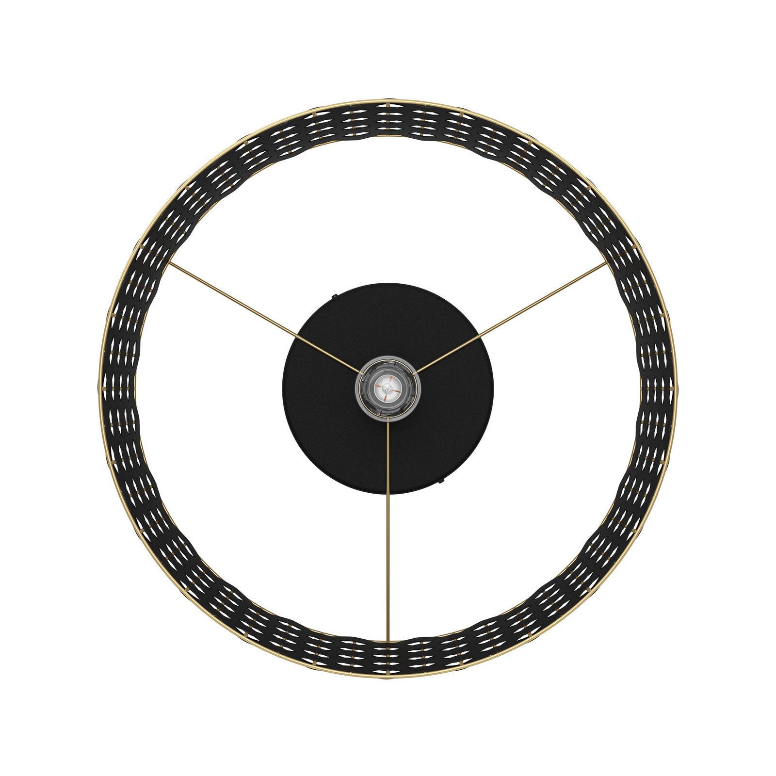 Plafonieră Marasales din textil negru/alamă