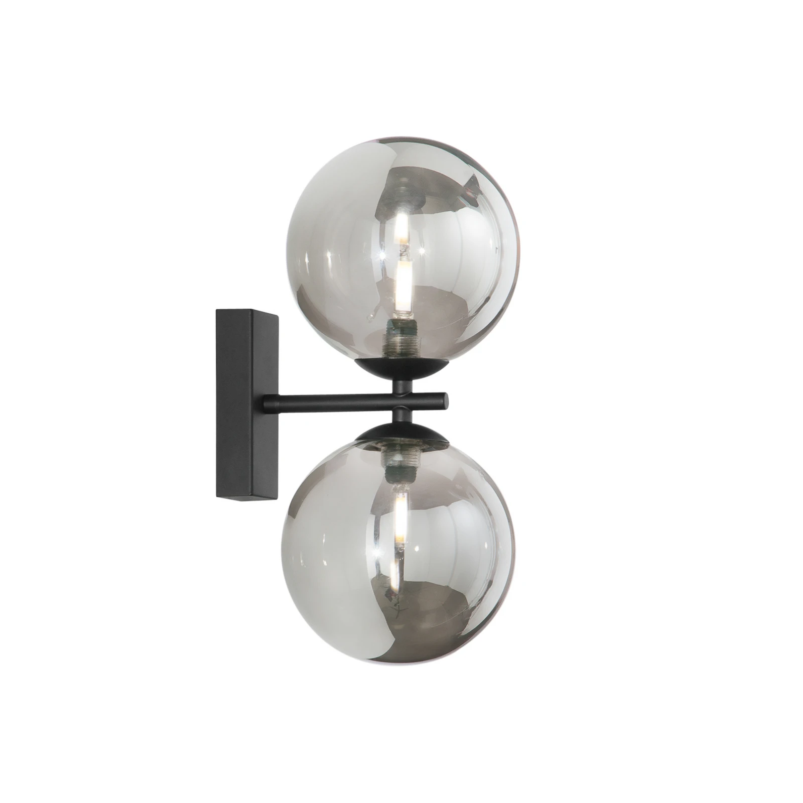 Wandlamp HONEY, hoogte 34 cm, zwart/rookgrijs, 2-lamps