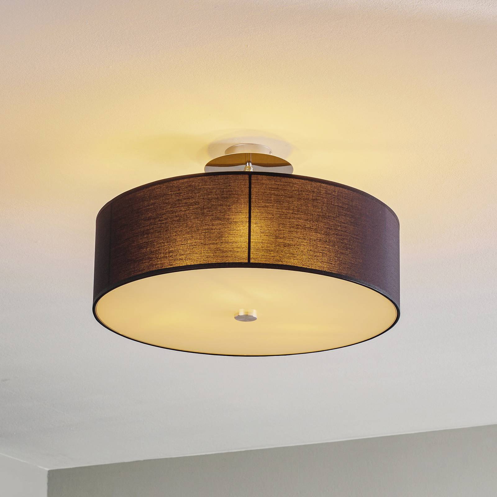 Lampa sufitowa Viviane tekstylny klosz, czarna