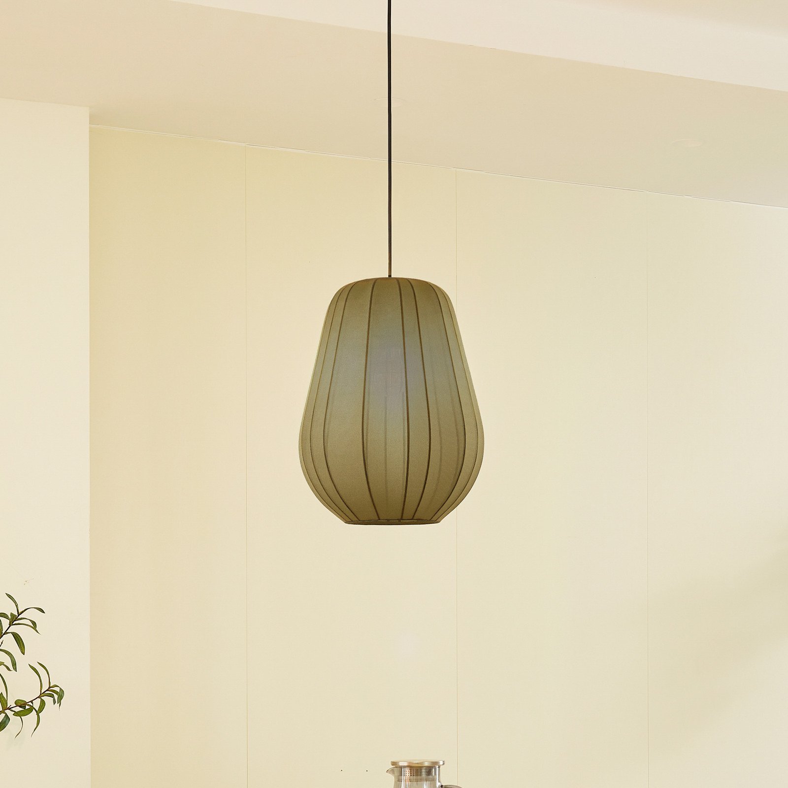 Lampă suspendată Lindby Helin gri Ø 30 cm țesătură - Camera de zi / sufragerie - modern - Țesătură / Textil