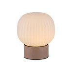 Lampada da tavolo LED Nami, bianco/sabbia, vetro, ferro, altezza 17 cm