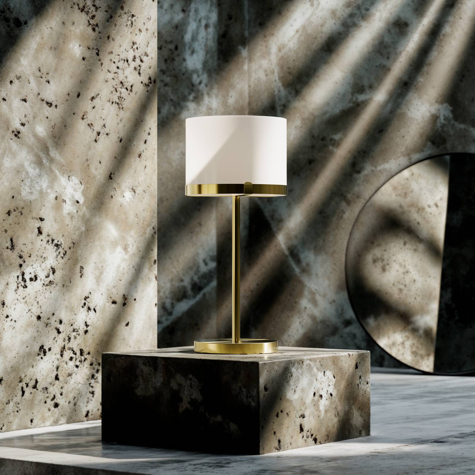 By Rydens Tischleuchte Marcel, messing/weiß, Höhe 55 cm günstig online kaufen