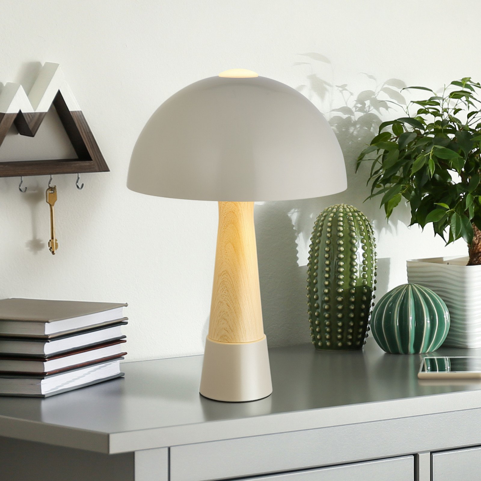 Globo Lampa de masă Paulin gri mat/aspect lemn metal înălțime 365 cm - dormitor - Scandinavă - gri mat aspect lemn