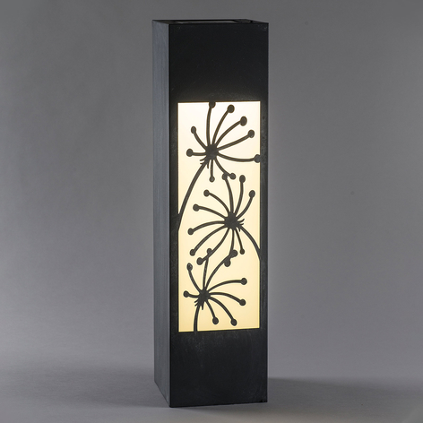 LED-Solarleuchte Säule, Betonoptik, Blumen-Motiv