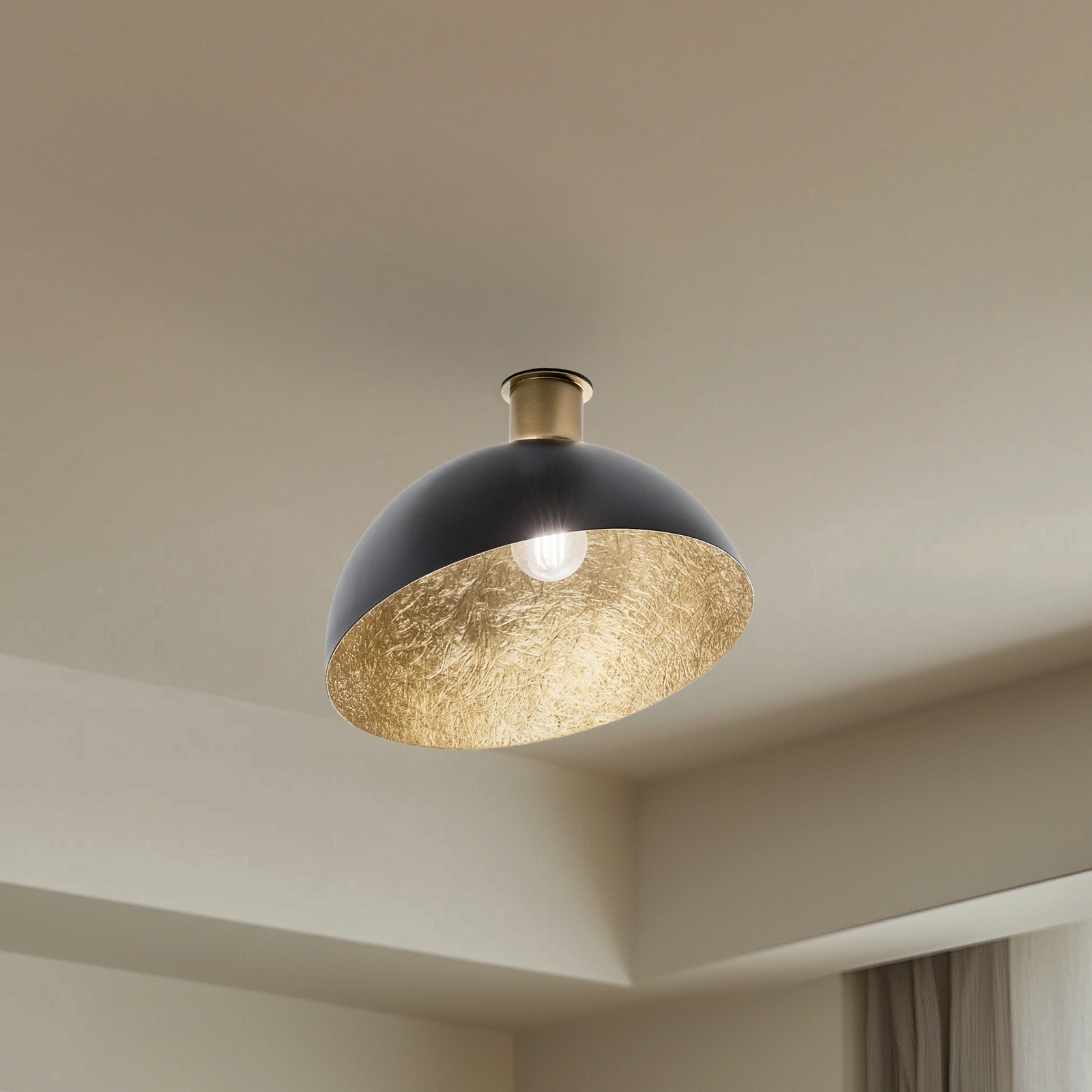 Plafón Sfera, Ø 35 cm, negro/dorado