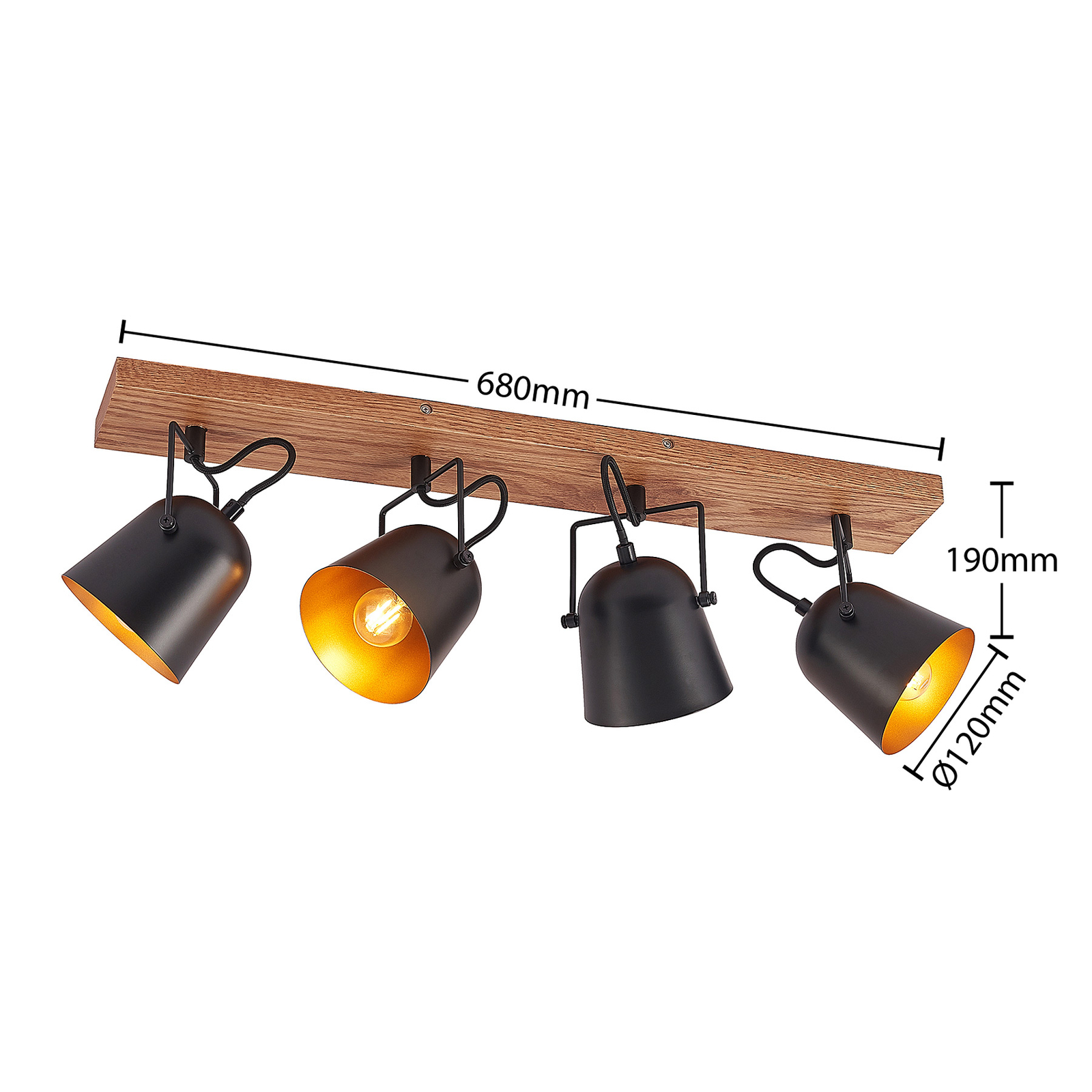 Lindby Adalin taklampe, 4 lyskilder, svart