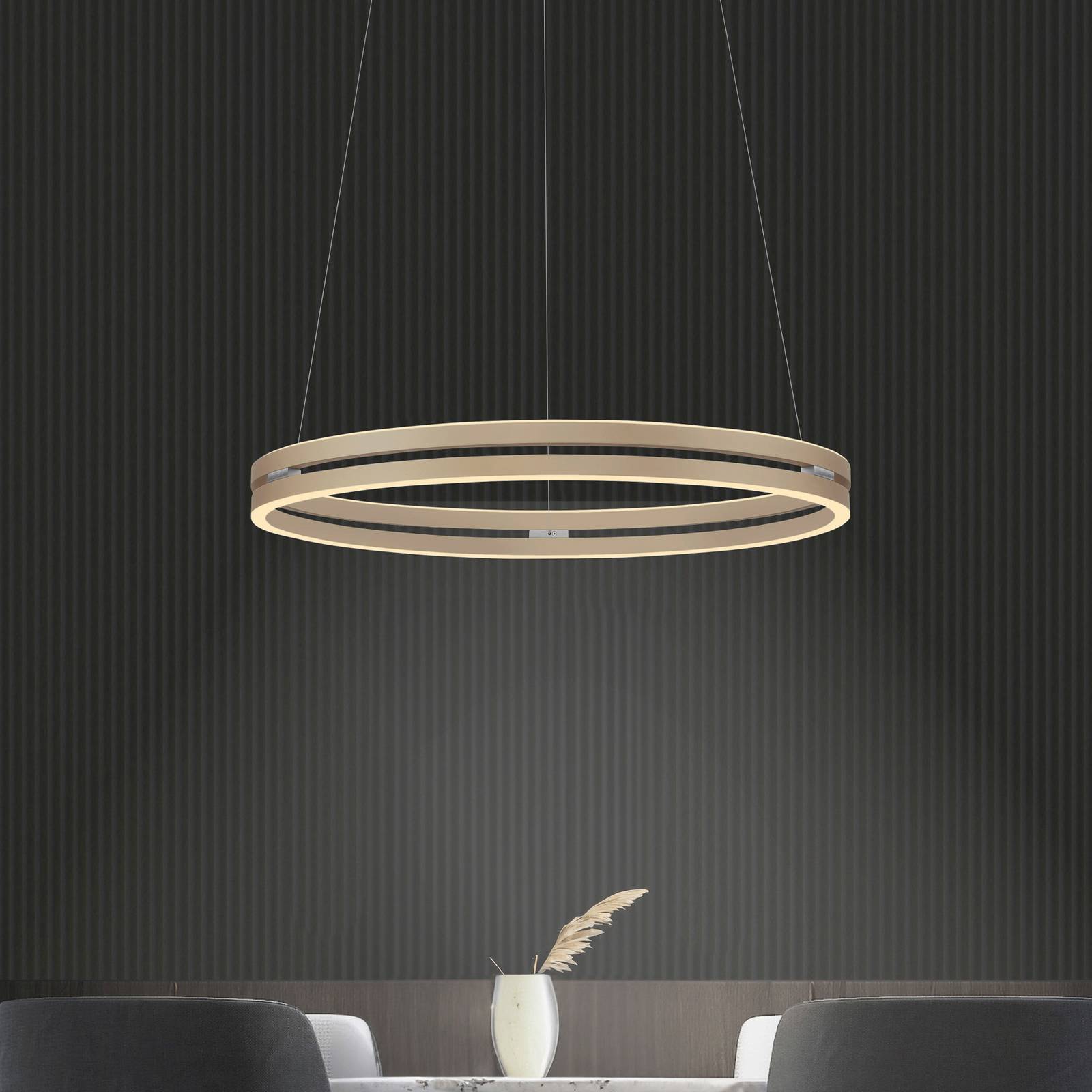 Żyrandol LED PURE E-Loop brązowa, Ø 70 cm, aluminium, CCT