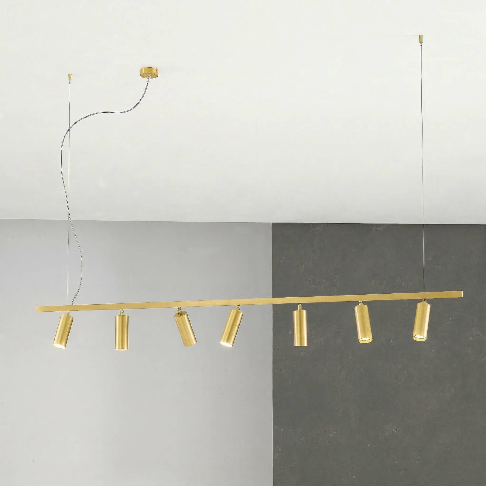 Cremasco Suspension 7533, laiton satiné, à 7 lampes, GU10