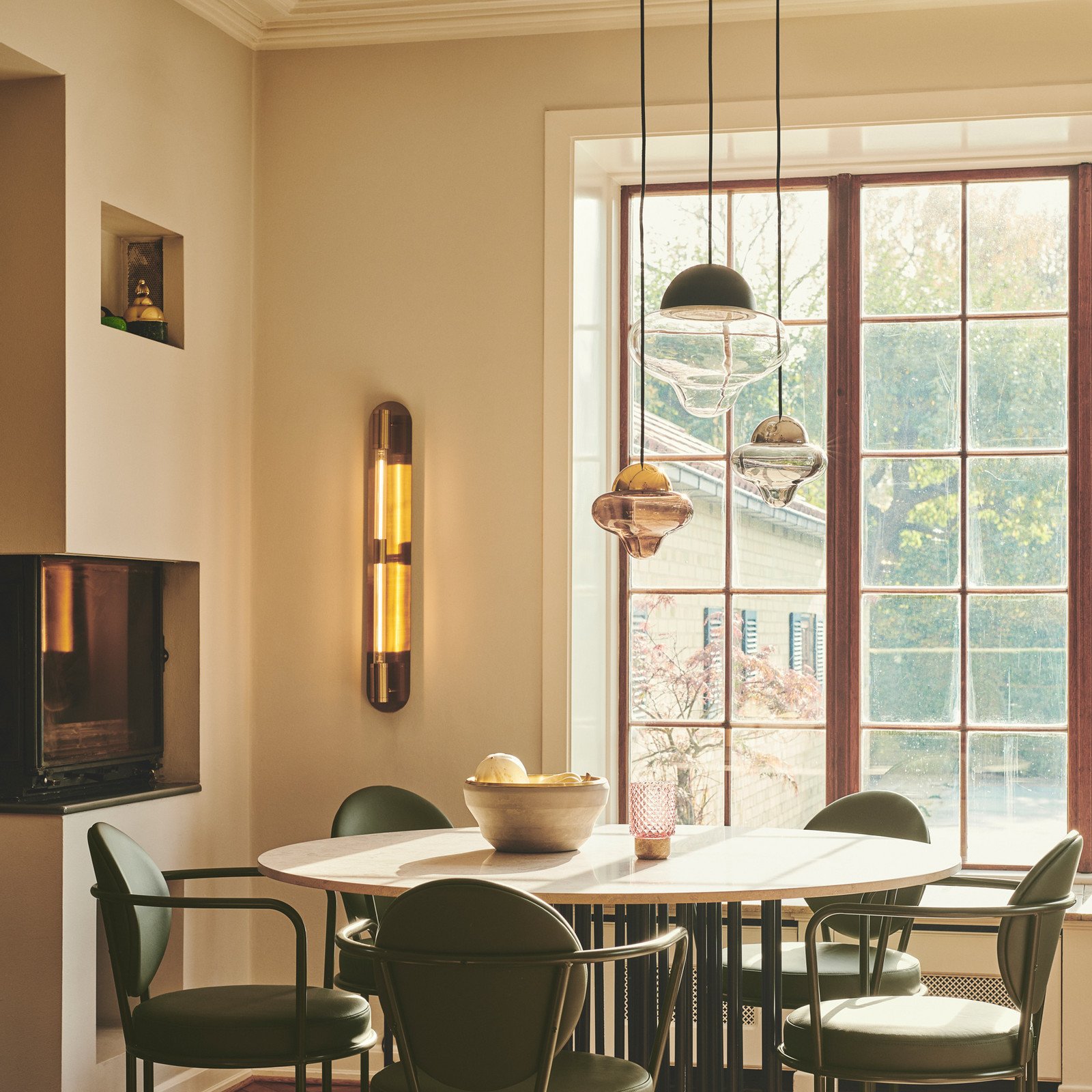 DESIGN BY US Suspensie cu LED Nutty maro / auriu Ø 185 cm sticlă - Camera de zi / sufragerie - maro auriu