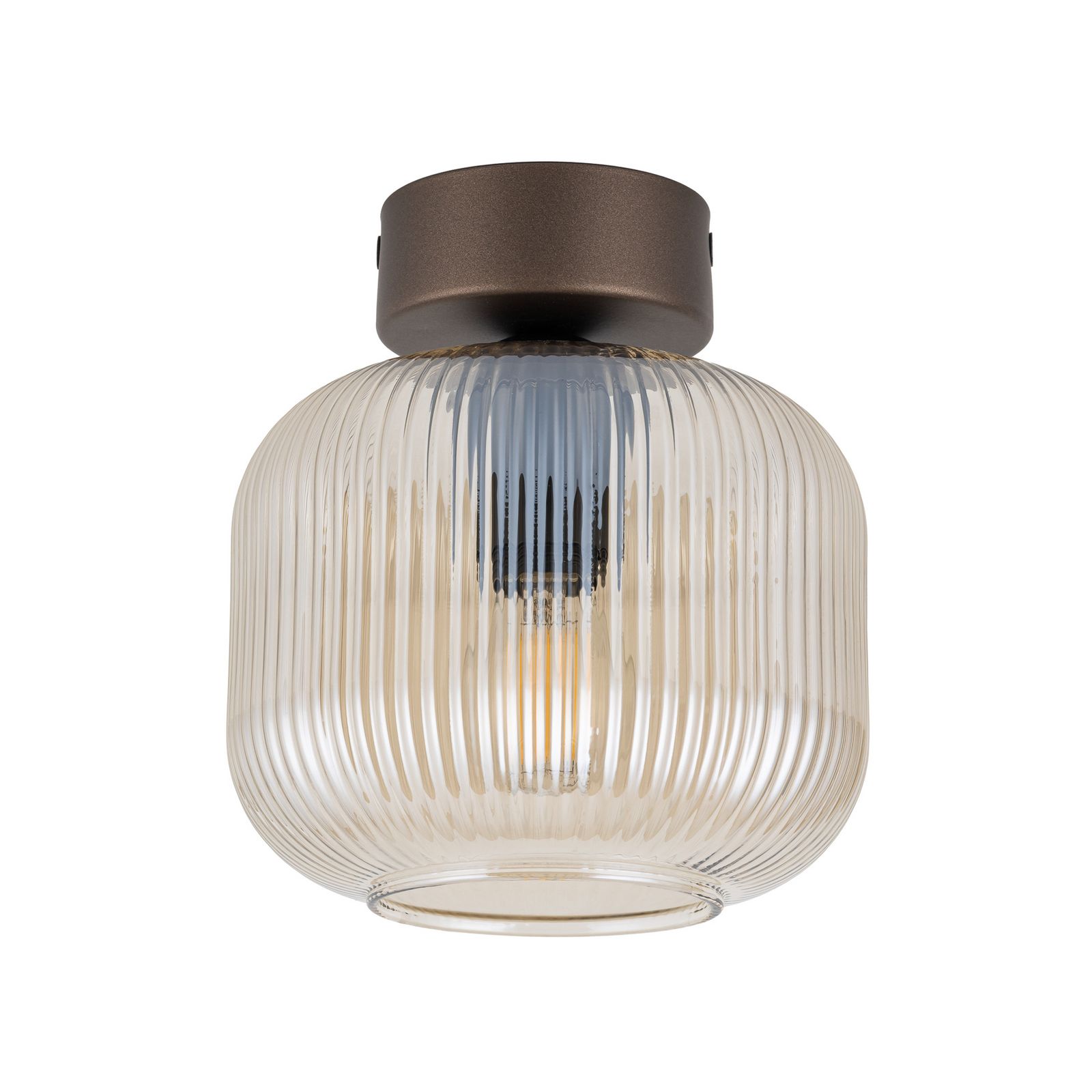 Plafonnier Salvia, marron/cognac, verre, Ø 15 cm, E14 Plafonnier Salvia, marron/cognac, verre, Ø 15 cm, E14