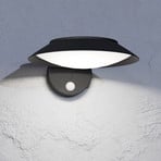 Candeeiro de parede LED solar Cerrisi, largura 10,5 cm, preto, sensor