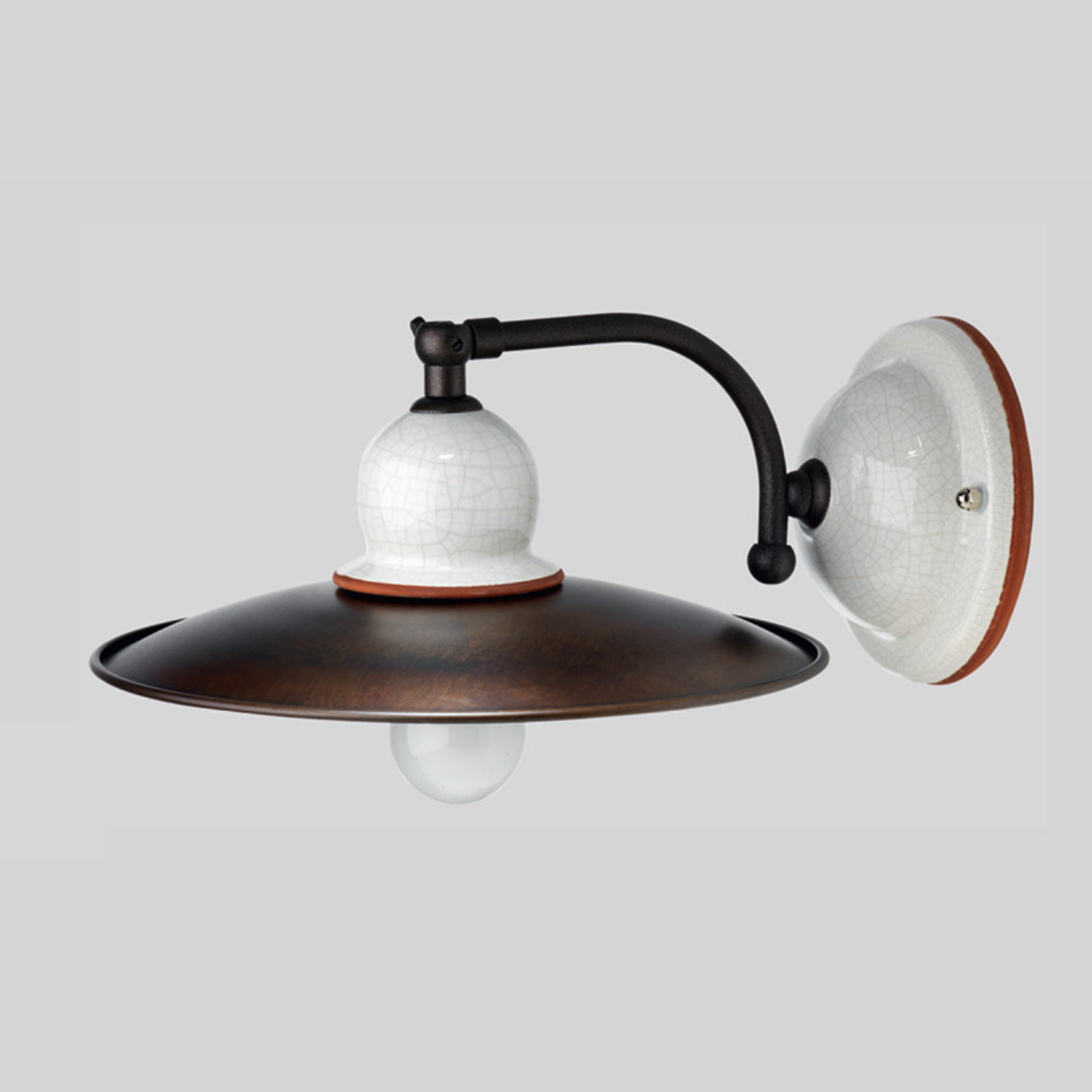 Eurokeramic Wall light Ottone, for Living / Dining Room, ceramics, iron, E27, 60 W, energy efficiency: A++, W: 20 cm