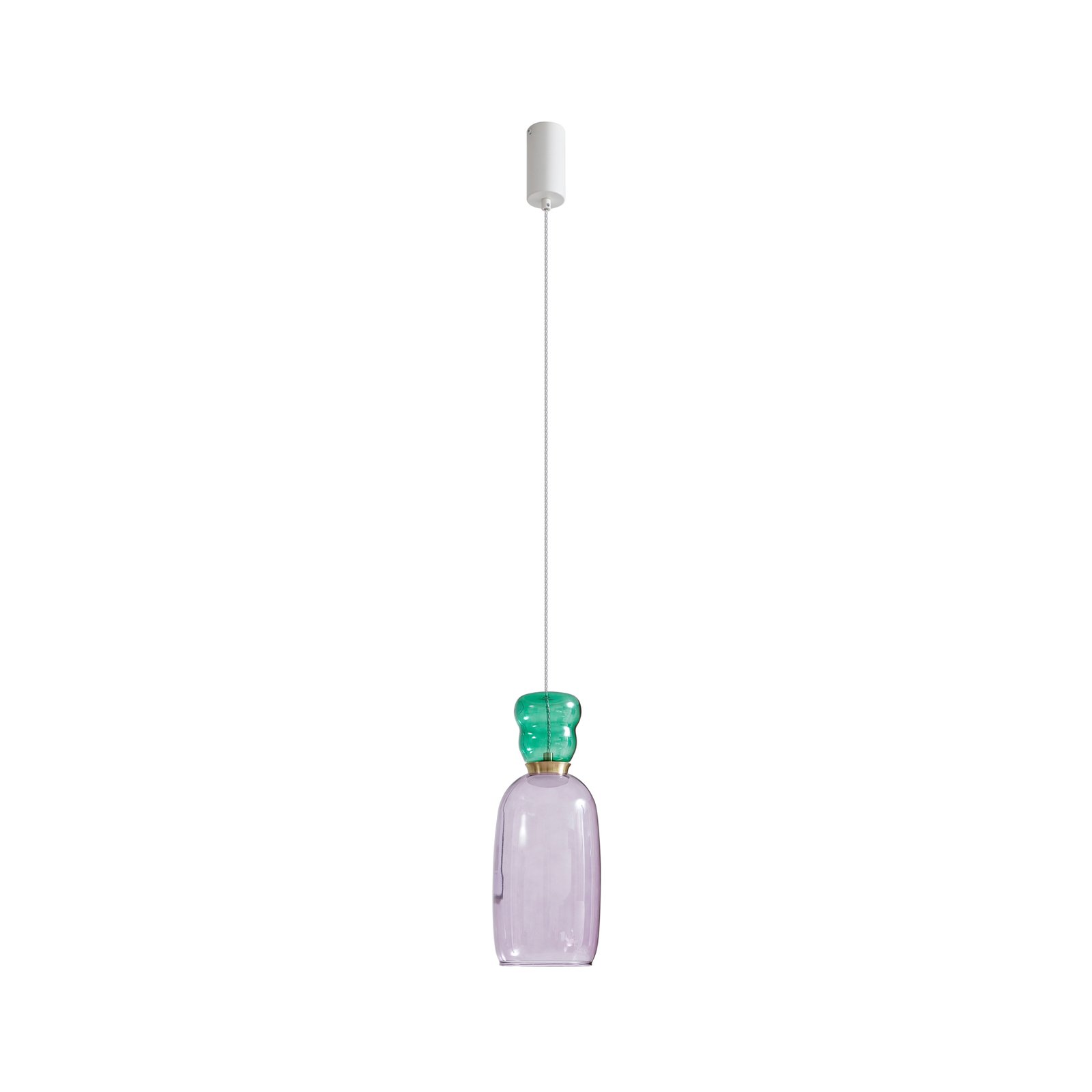 Lucande LED-Hängelampe Fay, lila/dunkelgrün, Glas, Ø 15 cm