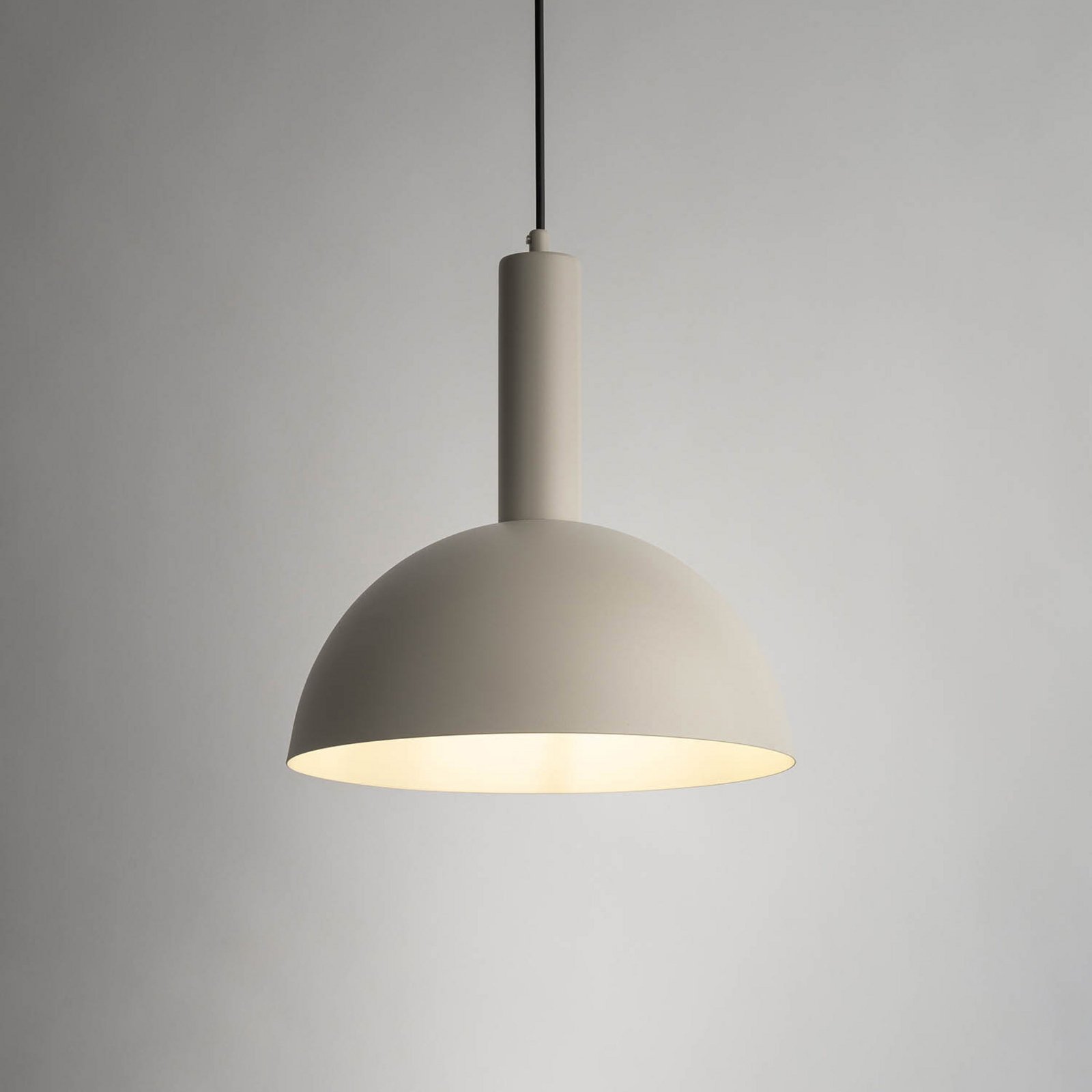 Vitrum cupola M pendant light, taupe, semicircular, Ø 30 cm