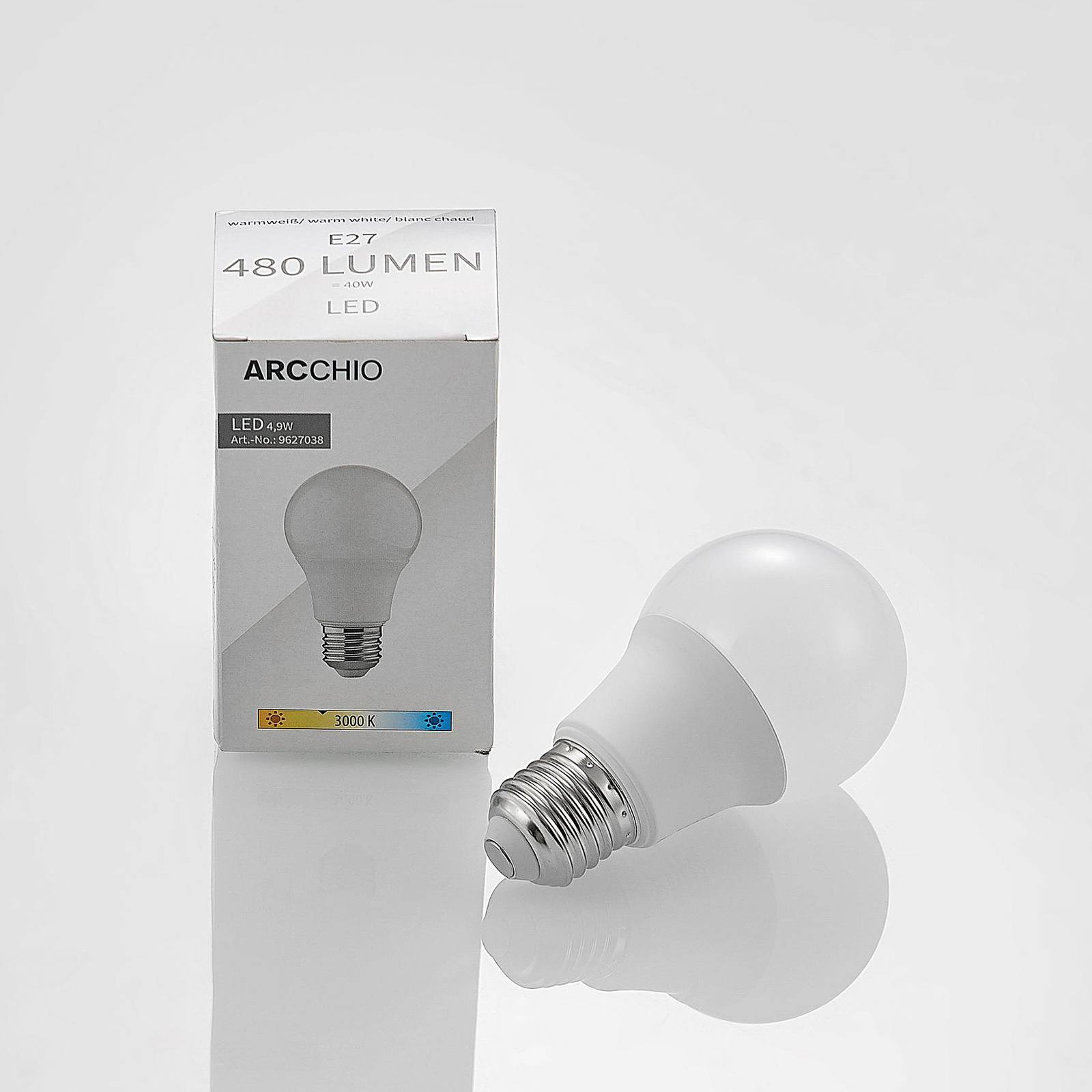Arcchio Ampoule LED E27 A60 4,9 W 3 000 K opale x3